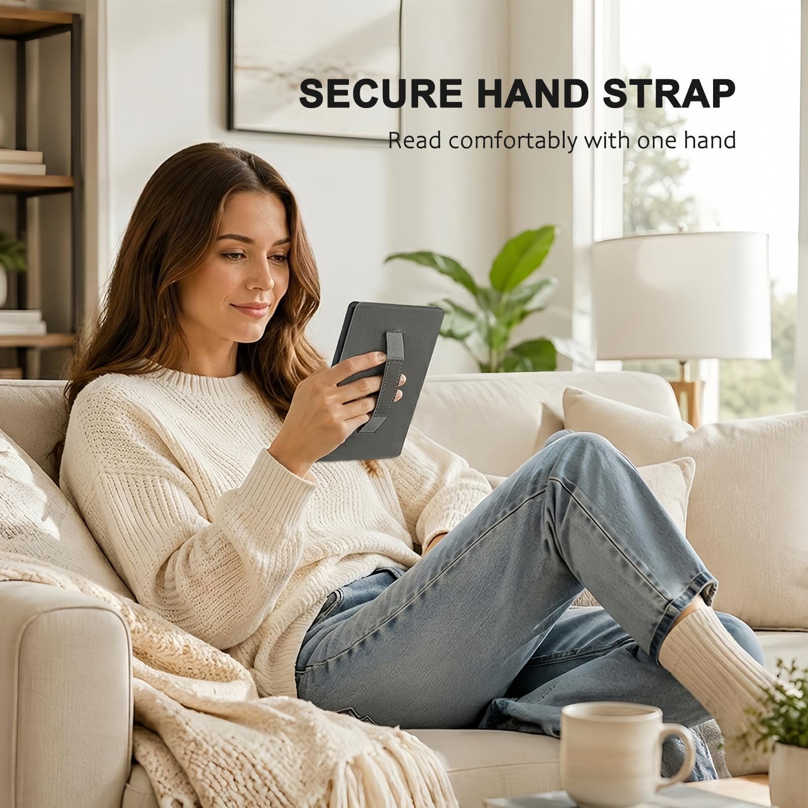 SCSVPN Schutzhülle für Kindle 15,2 cm (6 Zoll) Kindle 2024/2022 (11. Generation) – Schlanke Premium-Schutzhülle aus PU-Leder mit Handschlaufe, automatische Wake/Sleep-Funktion für Kindle RS23CV/C2V2L3