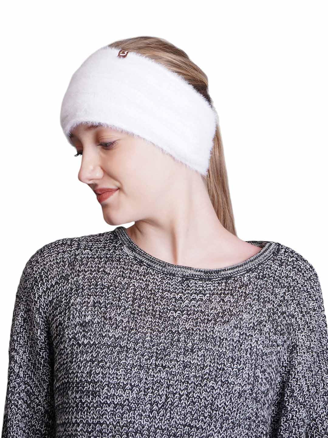 bharatasya Soft Knitted Warm woolen Headband Earmuffs Earcap Earcover Winter accessories trendy stylish Earwarmer (White)-picture-40