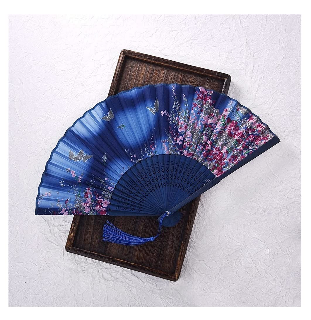 Display Fans Retro Chinese Japanese Bamboo Folding Fan Dance Hand Home Decoration Ornaments Hand Held(I)