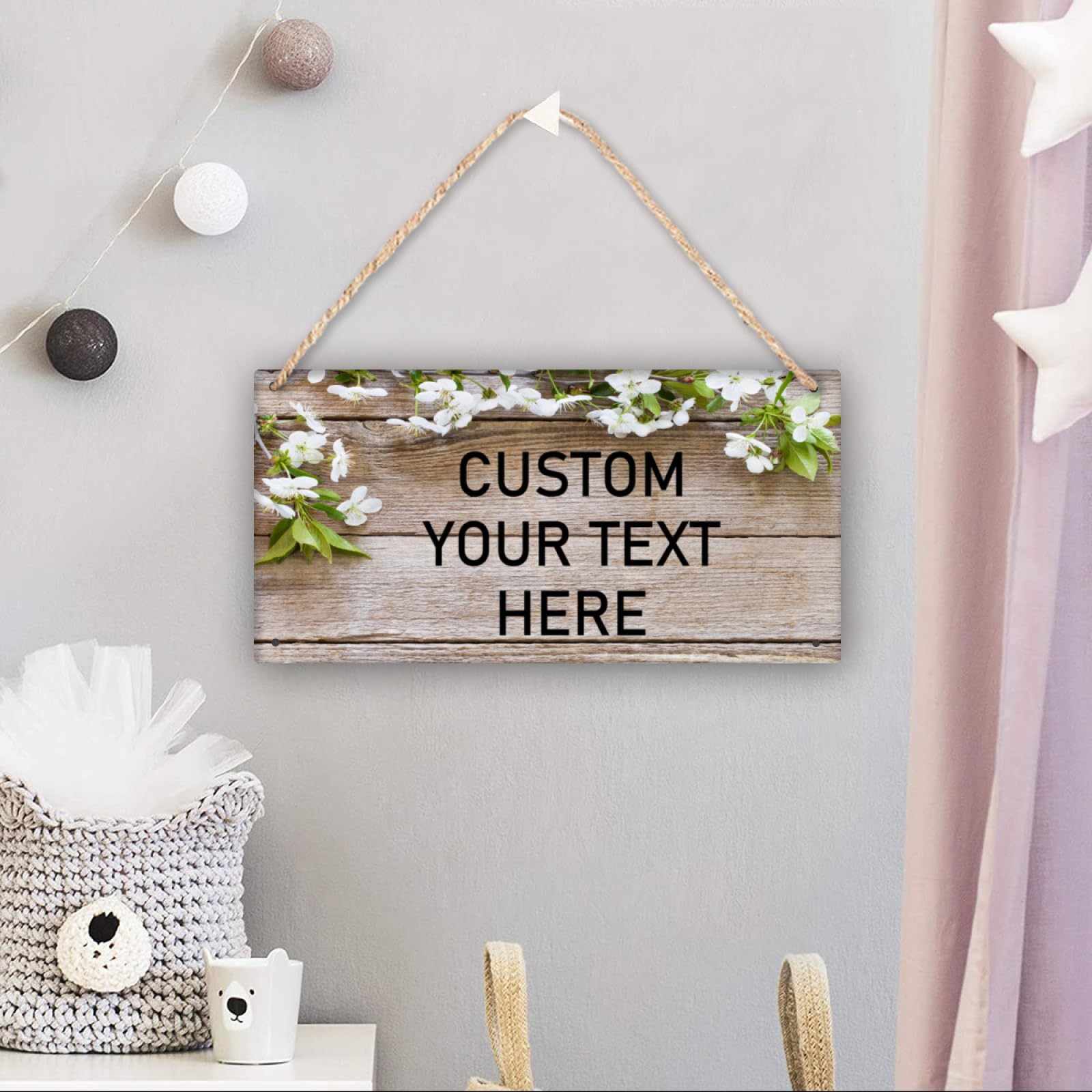 Cartelli Personalizzati in Legno Rustico - Cartelli da Appendere con la Tua Immagine/Logo/Testo per Bar, Casa, Camera da Letto e Decorazione da Parete