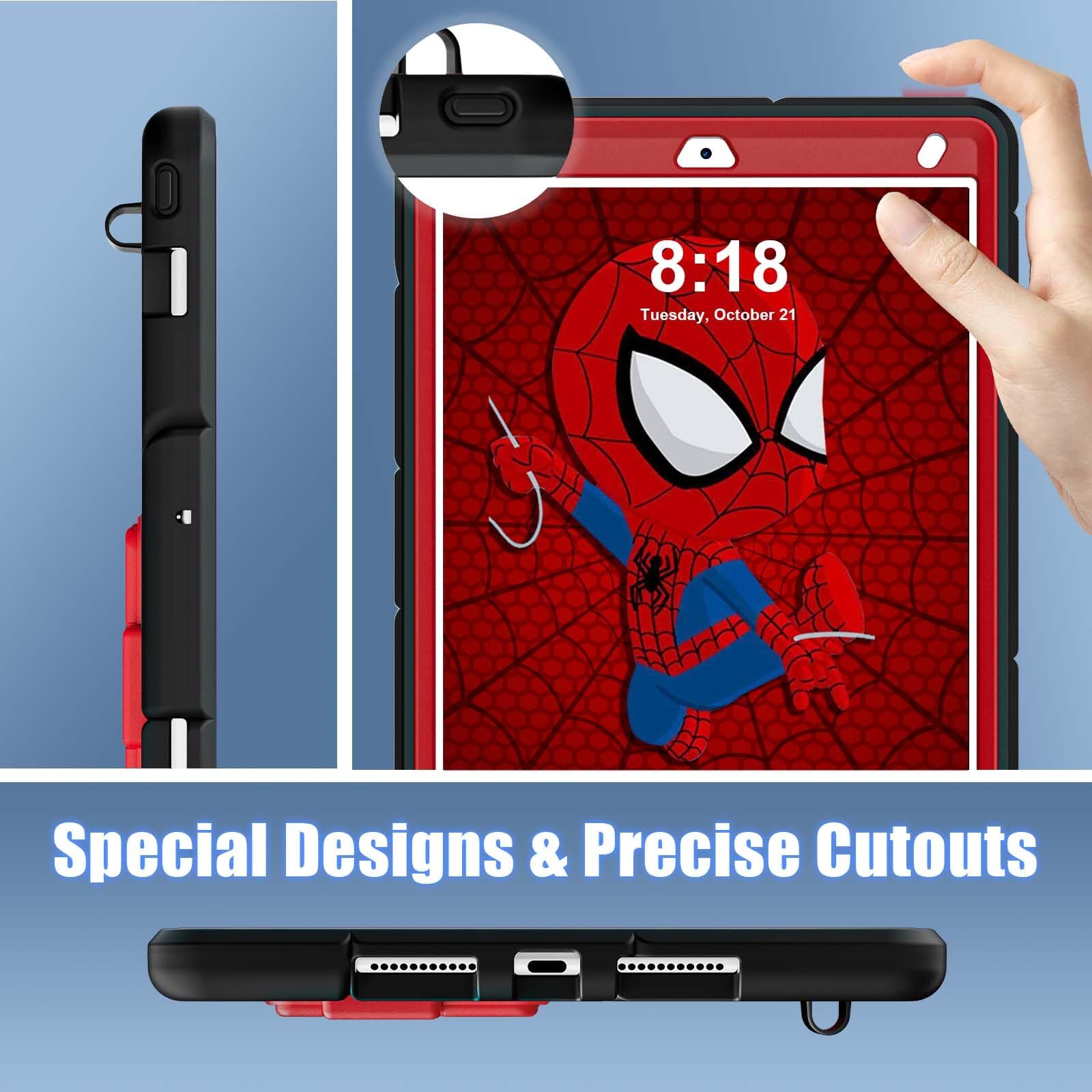 AKABEILA Étui pour tablette Apple iPad 10.2 9{^>e<^} 2021 8{^>e<^} 2020 7{^>e<^} 2019, coque de protection légère et résistante aux chocs avec béquille porte-stylo pour enfants, garçons, bébés