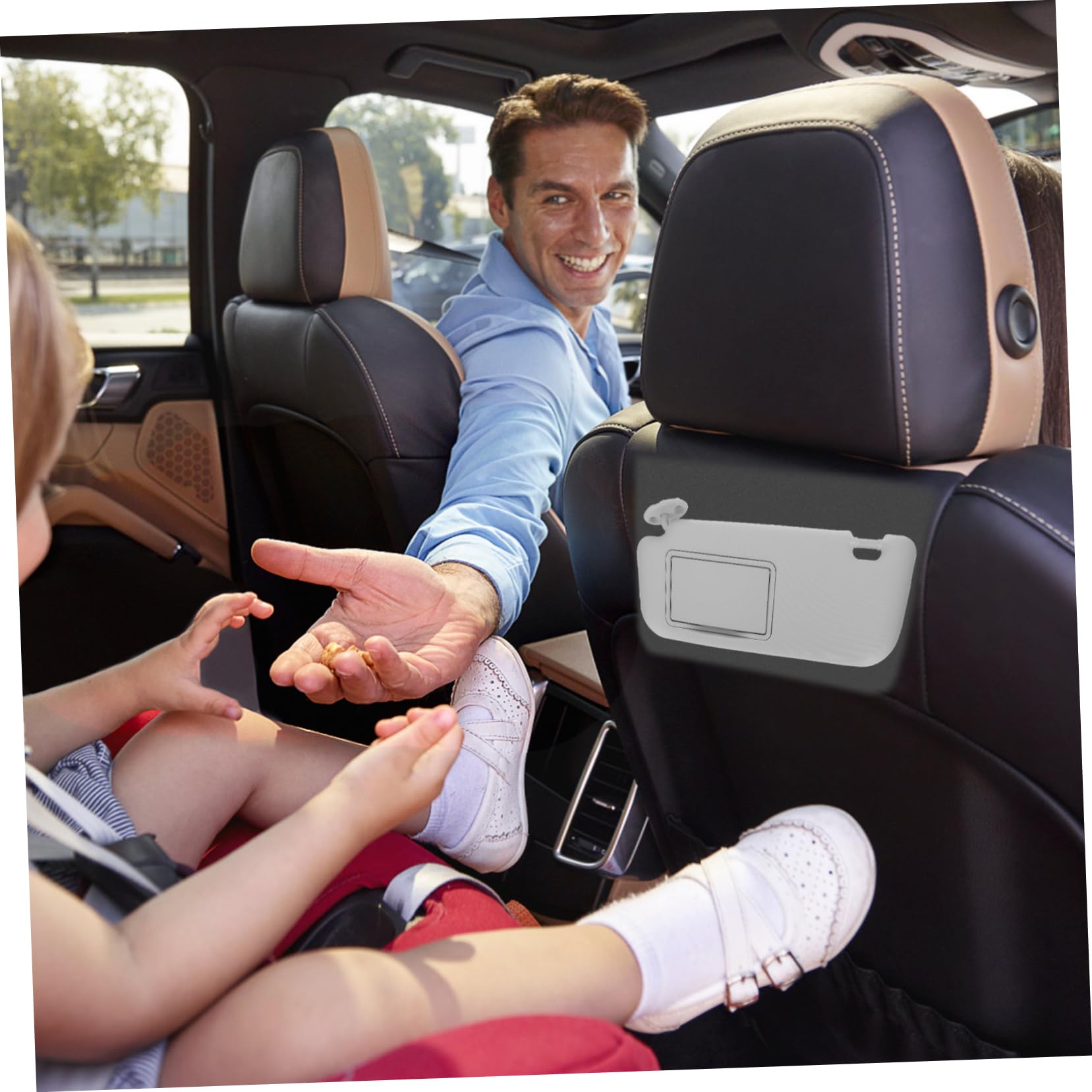 Amosfun specchietto di cortesia con visiera parasole ombrelloni per auto aletta parasole lato guida auto automatico lato sinistro visiera laterale AbS Grey