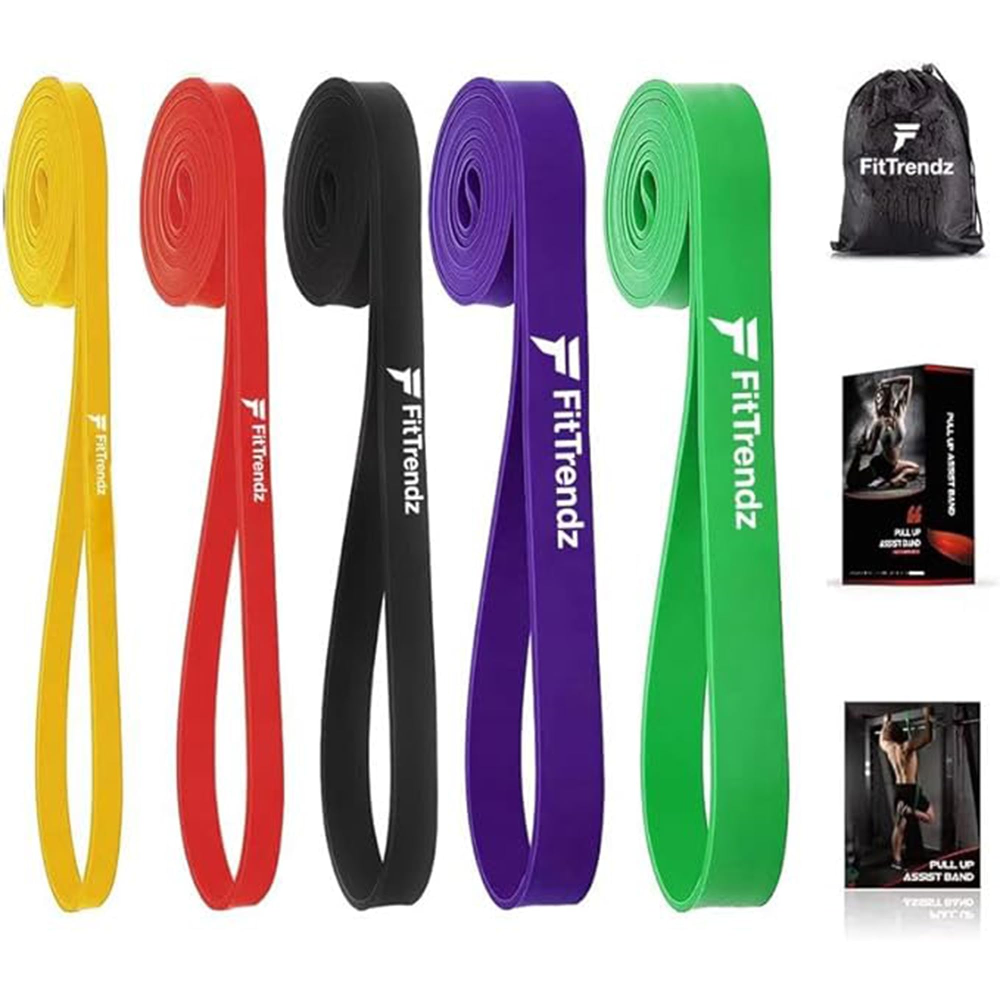 FitTrendz Widerstandsbänder - Naturlatex Pull Up Assist Bands - Workout Bands - Übungsbänder - Elastische Bänder - Home Gym Bänder für Krafttraining, Stretching, Muskelaufbau, Physiotherapie