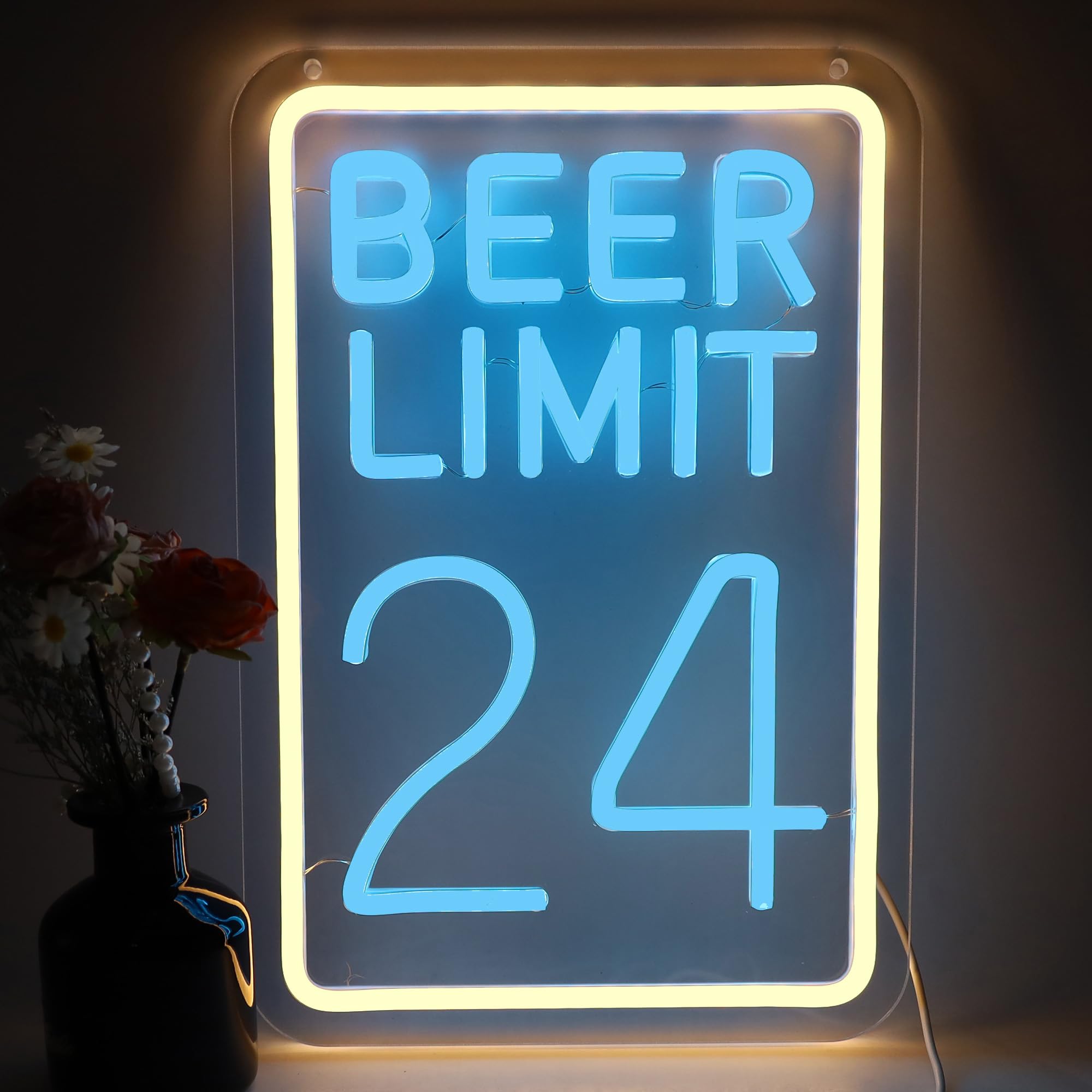 Beer Limit 24 Neon Sign Bar Accessories Funny Bar Wall Decor with Dimmable USB Powered Neon Light for Home Bar, Men Cave, Garage &amp; Party Decor Holiday Birthday Gift