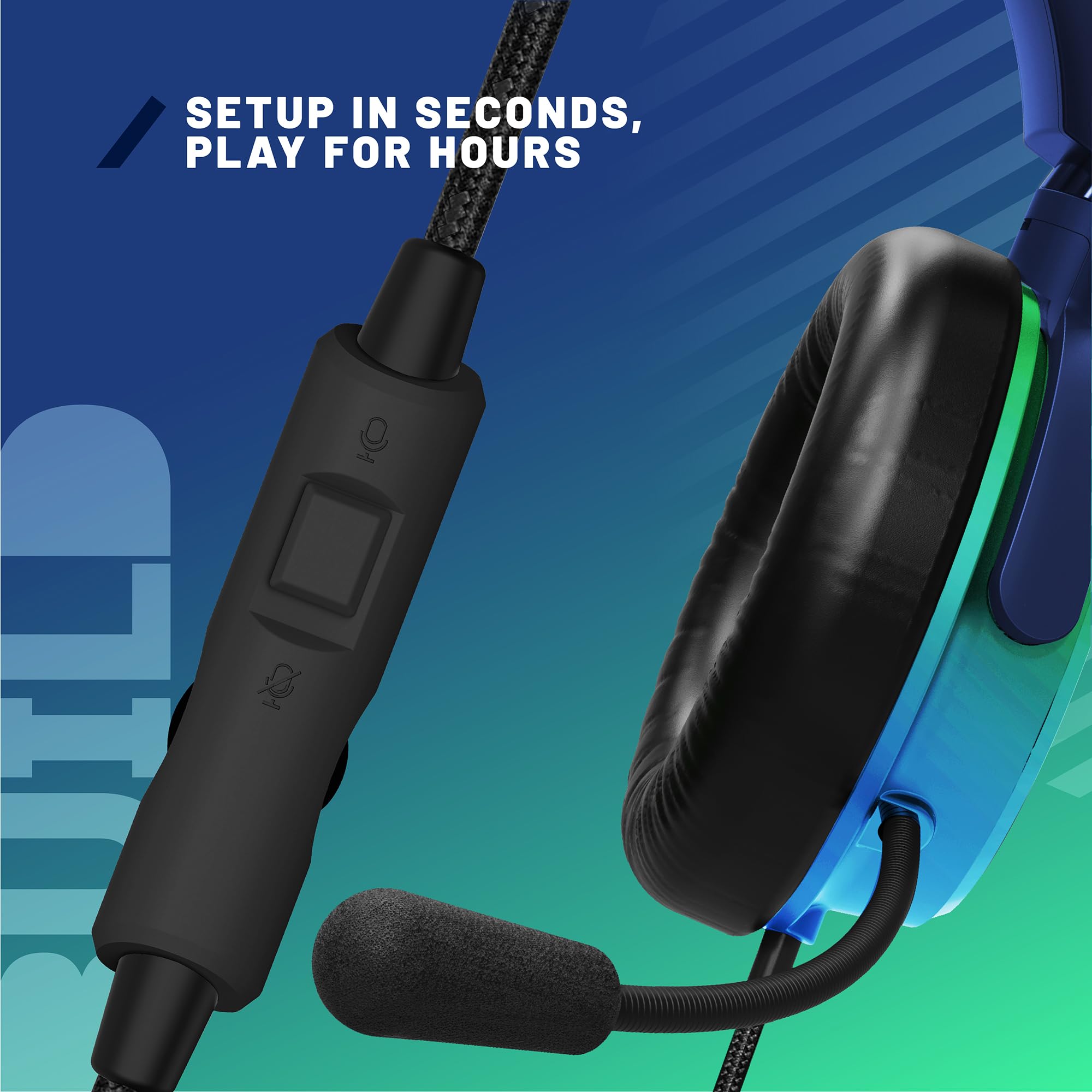 STEALTH C6-100 Gaming Headset STRIKE - Grün & Blau, Multiplattform-kompatibel mit Xbox, PS, Switch, PC, Handy und Tablet