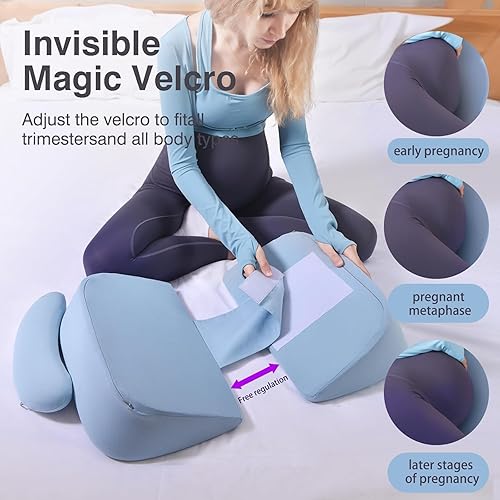 Miniatura 5 de Almohadas de cuña de embarazo para dormir, almohada de maternidad de espuma viscoelástica mejorada, almohada corporal de embarazo para mujeres