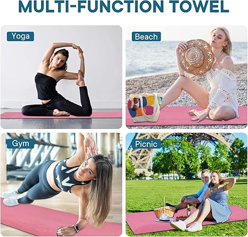 Miniatura 60 de Toallas de yoga, toalla antideslizante para esterilla de yoga caliente con puntos de agarre, manta de yoga de microfibra suave súper absorbente para