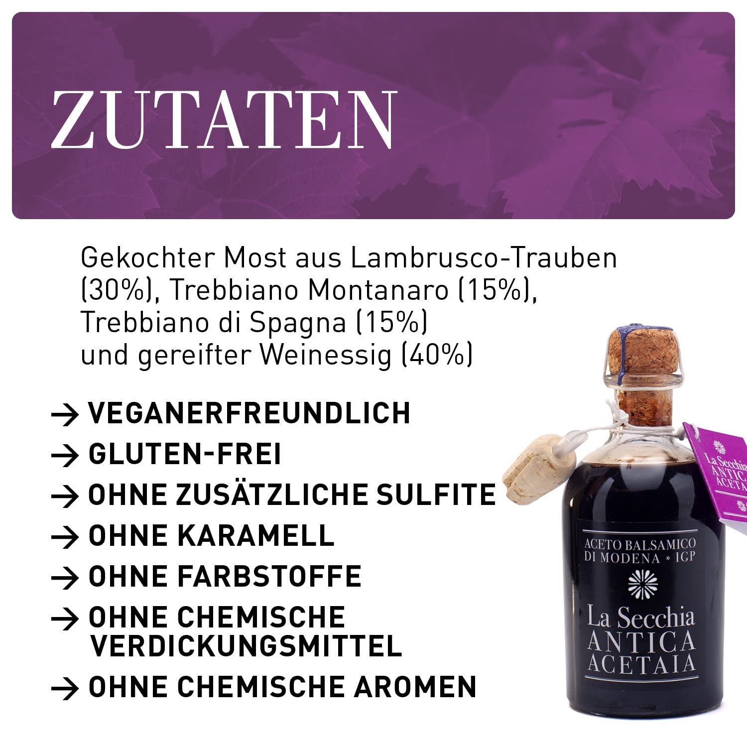 La Secchia Balsamico Essig aus Modena IGP "Zwei Sterne", Gereift in 8 Eichenfässern, Mittlere bis Niedrige Dichte, 250 ml Flasche mit Kork-Dosierverschluss, Balsamic Vinegar g.g.A.