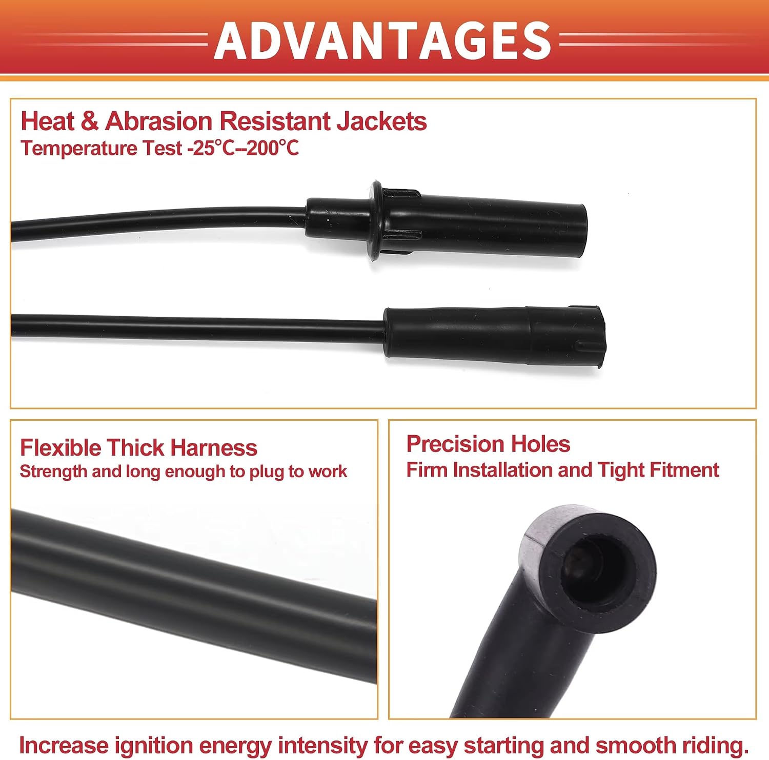 Ignition leads Compatible With Jeep For Wrangler JL V6 3.8L 2007-2011 68017712AA Spark Plug Wire Ignition Coil Cable