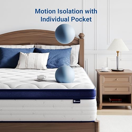 Miniatura 5 de Avenco - Colchón tamaño King, colchón híbrido tamaño King en una caja, colchones de 12 pulgadas tamaño King con espuma de confort y resortes de