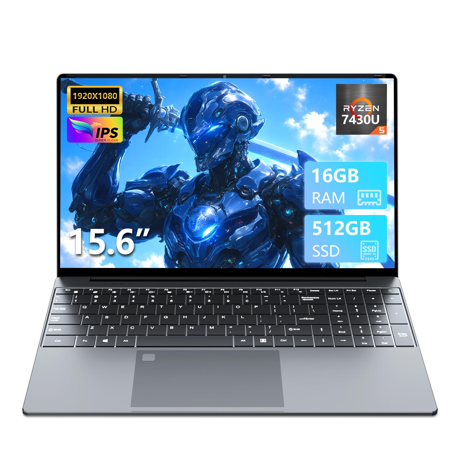 2025 Laptop with Ryzen 7430U Processor( 6C/12T,up to 4.3GHz) (Beat i7-1355U) , Laptop Computer Win 11 Pro, Traditional Laptops 16GB DDR4 512GB SSD 15.6