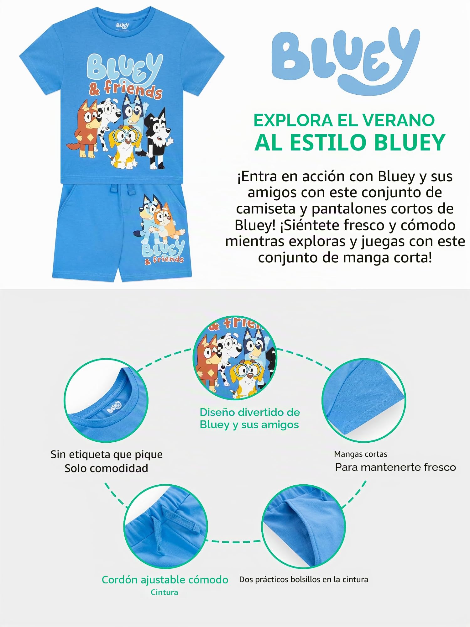 Bluey Conjunto Niño | Bingo Dos Piezas Conjunto Niño Verano |