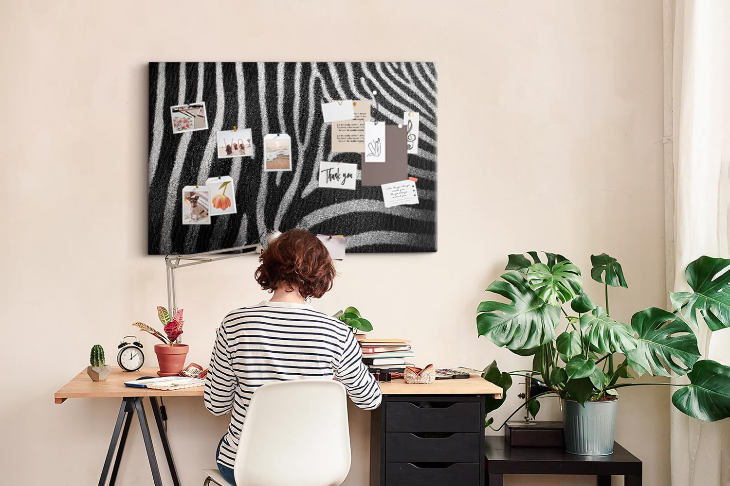 Panel grande de corcho 120x80 cm | Patrón de cebra