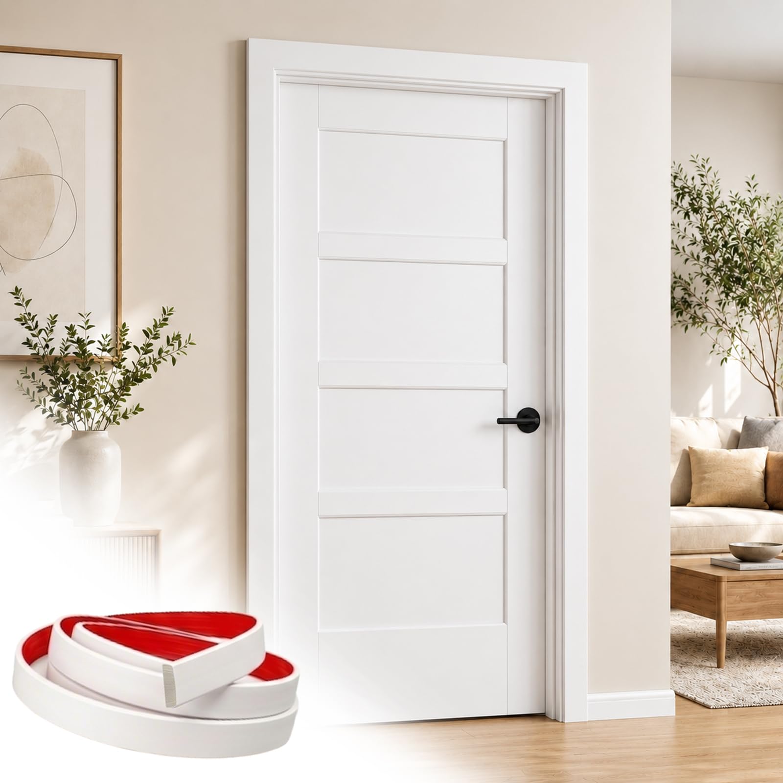 Modanatura Adesiva per Pareti PVC Flessibile Modanature per Pareti per Porte, Finestre, Specchi Flessibili, Pareti, Soffitti, Pavimenti, Armadi, Bianco W 6cm, L 6m