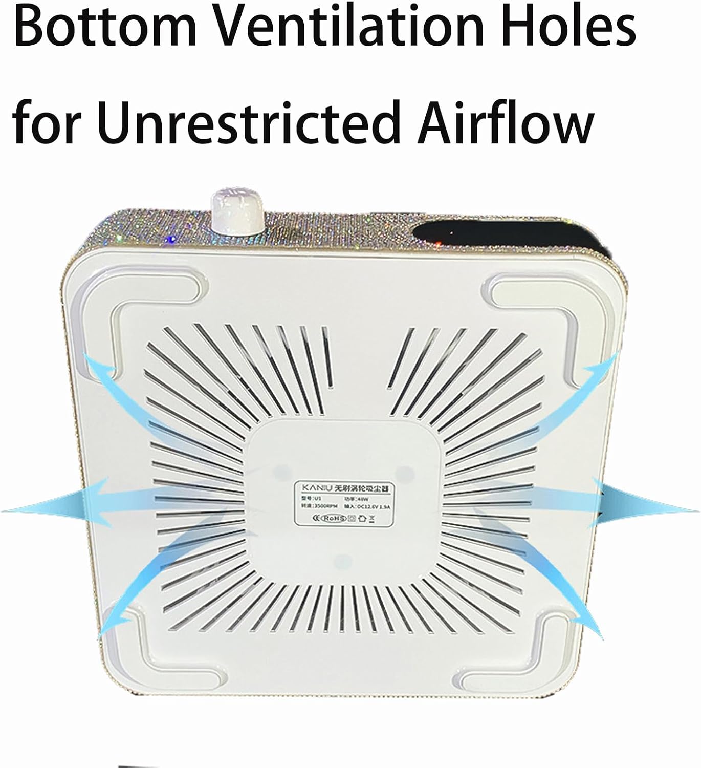 Nail Dust Collector, Professional 3500 RPM Nail Dust Collector Vacuum with LED Display, Low Noise Manicure Extractor Dust Suction Machine for Acrylic Nails Polishing, Salon Home Use(White)