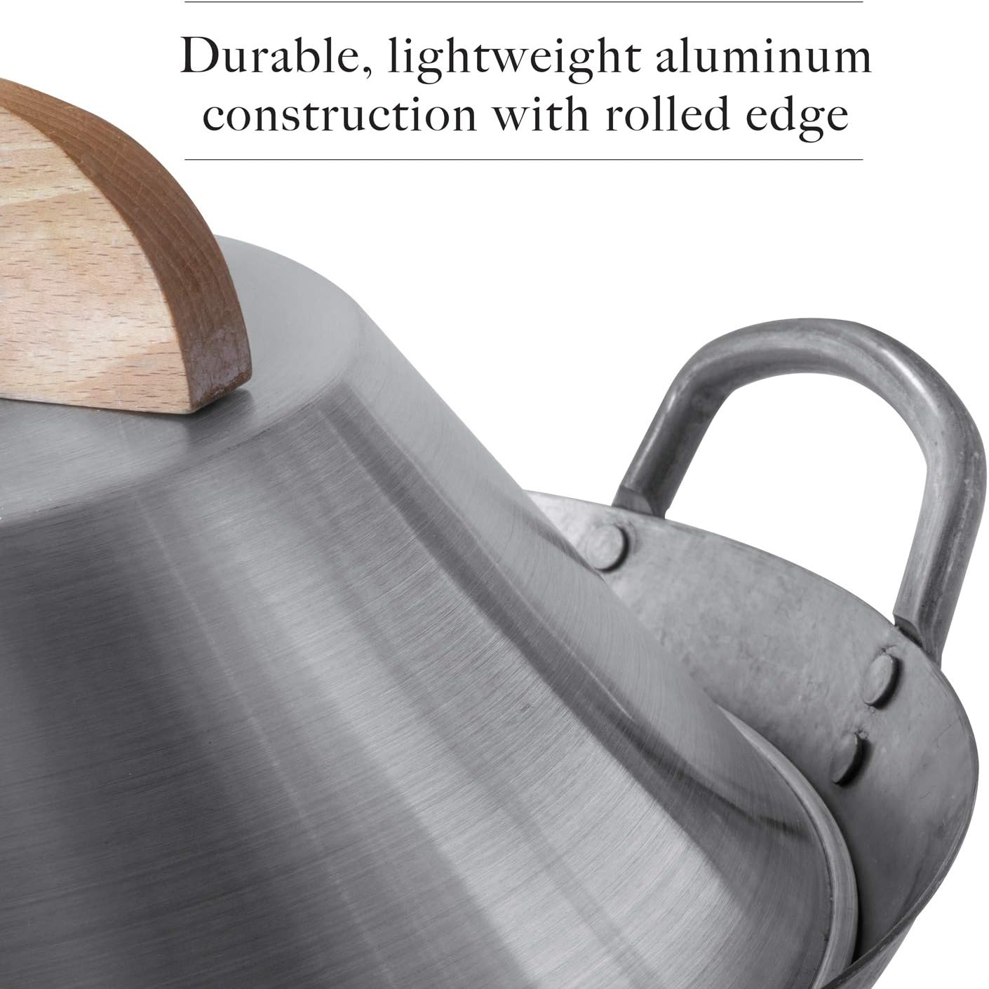 Mammafong Aluminum Wok Dome Cover for 14" Hand Hammered Wok, 13 inch Flat Wok Lid