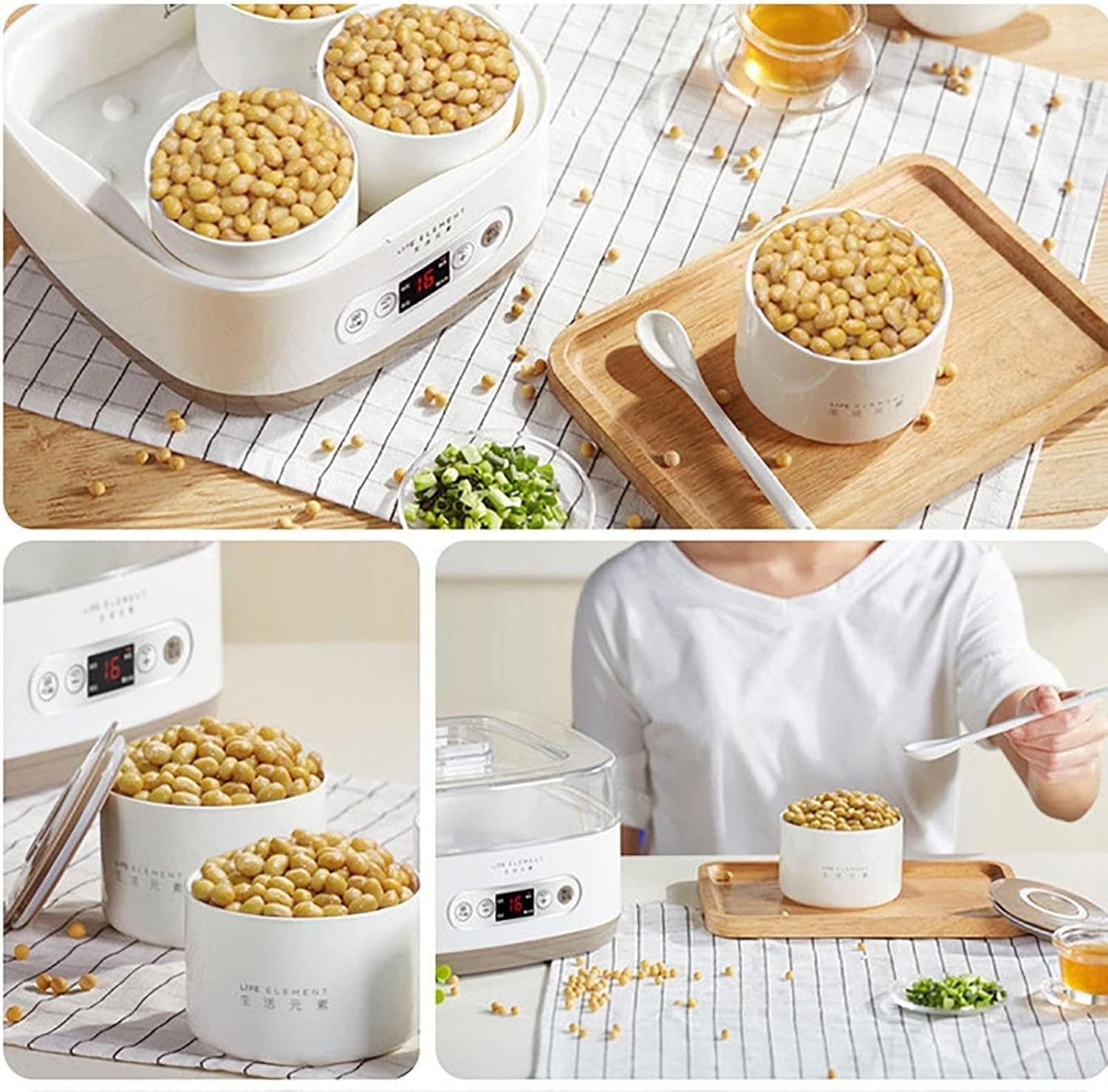 Electric Natto Fermenter Adjustable Temperature Yogurt Machine High Temperature Resistant Container Smart Panel Control for Home Bar Dessert Shop Specialty