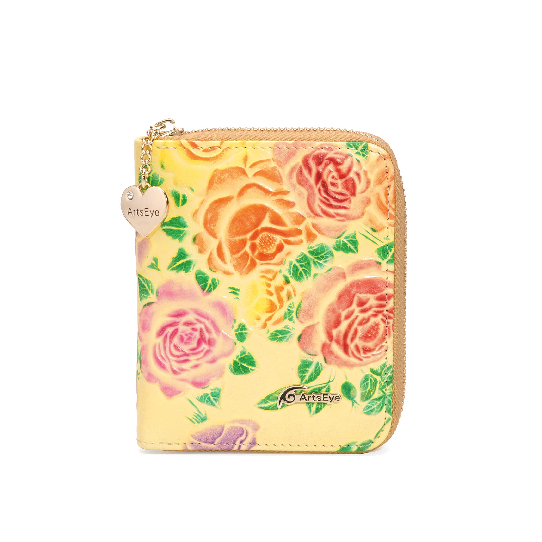 ArtsEyeWomen's Short Zip Around Wallet, yellow rose, Zip Around Wallet