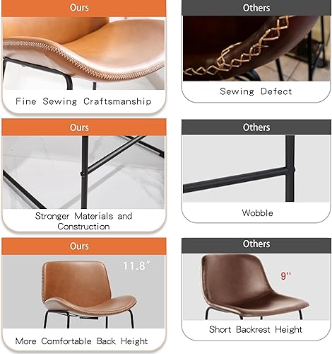 Miniatura 5 de Taburetes de bar - Juego de 4 taburetes de barra de 26 pulgadas de altura con respaldo, taburetes de bar modernos de piel sintética con patas de