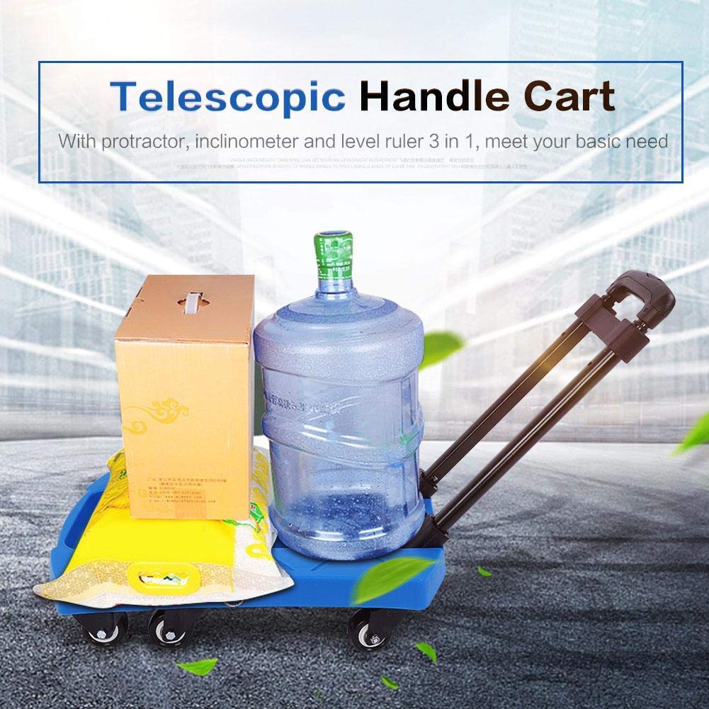 Carrello a mano pieghevole resistente con piattaforma regolabile a 6 ruote e maniglia retrattile, capacità 400 kg, ideale per casa, giardino, magazzino e uso agricolo.