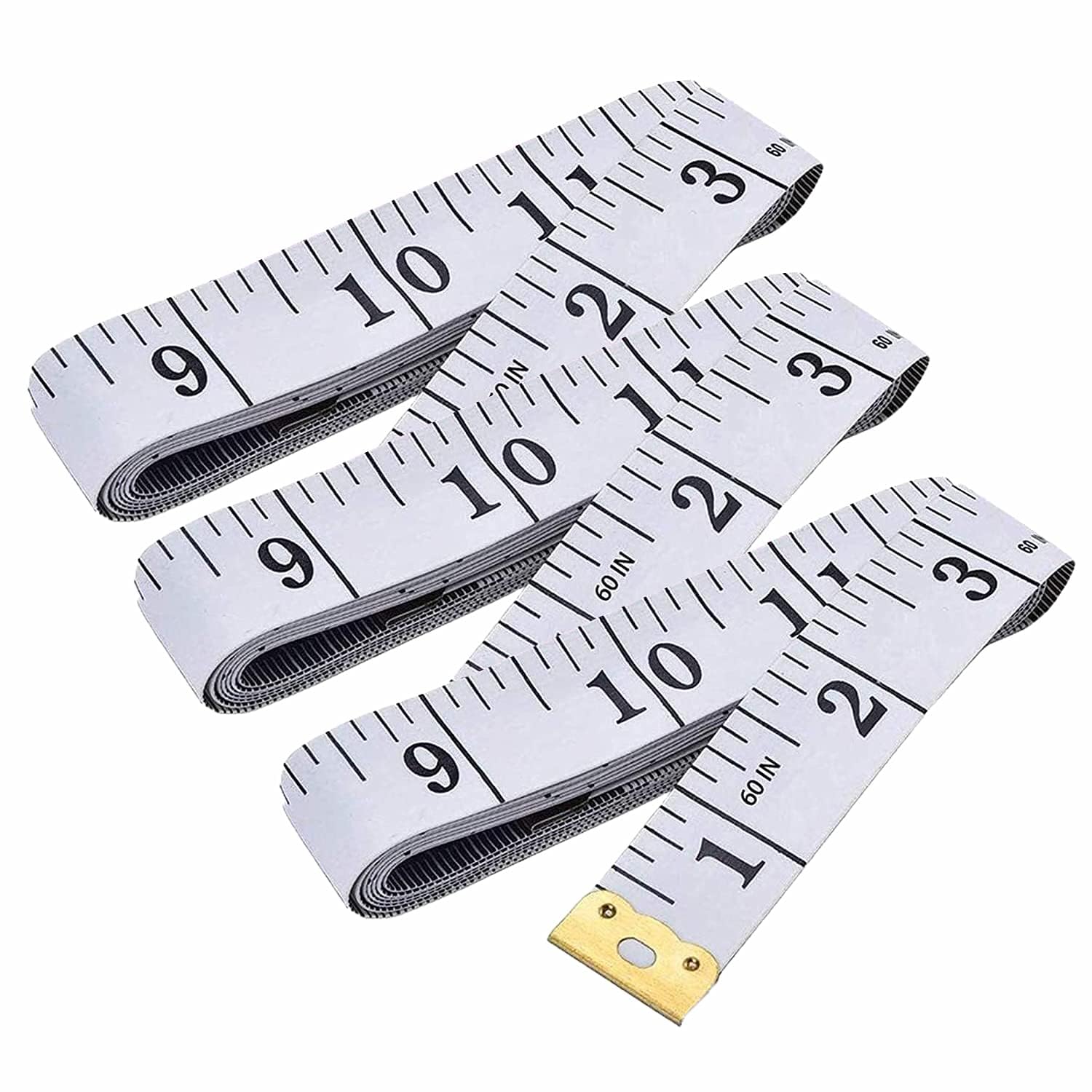 Measuring Tape 3 Pack, Tape Measure for Body Double Scale Measurement Tape for Sewing, Body, Tailor 150 cm/60 Inch (White)