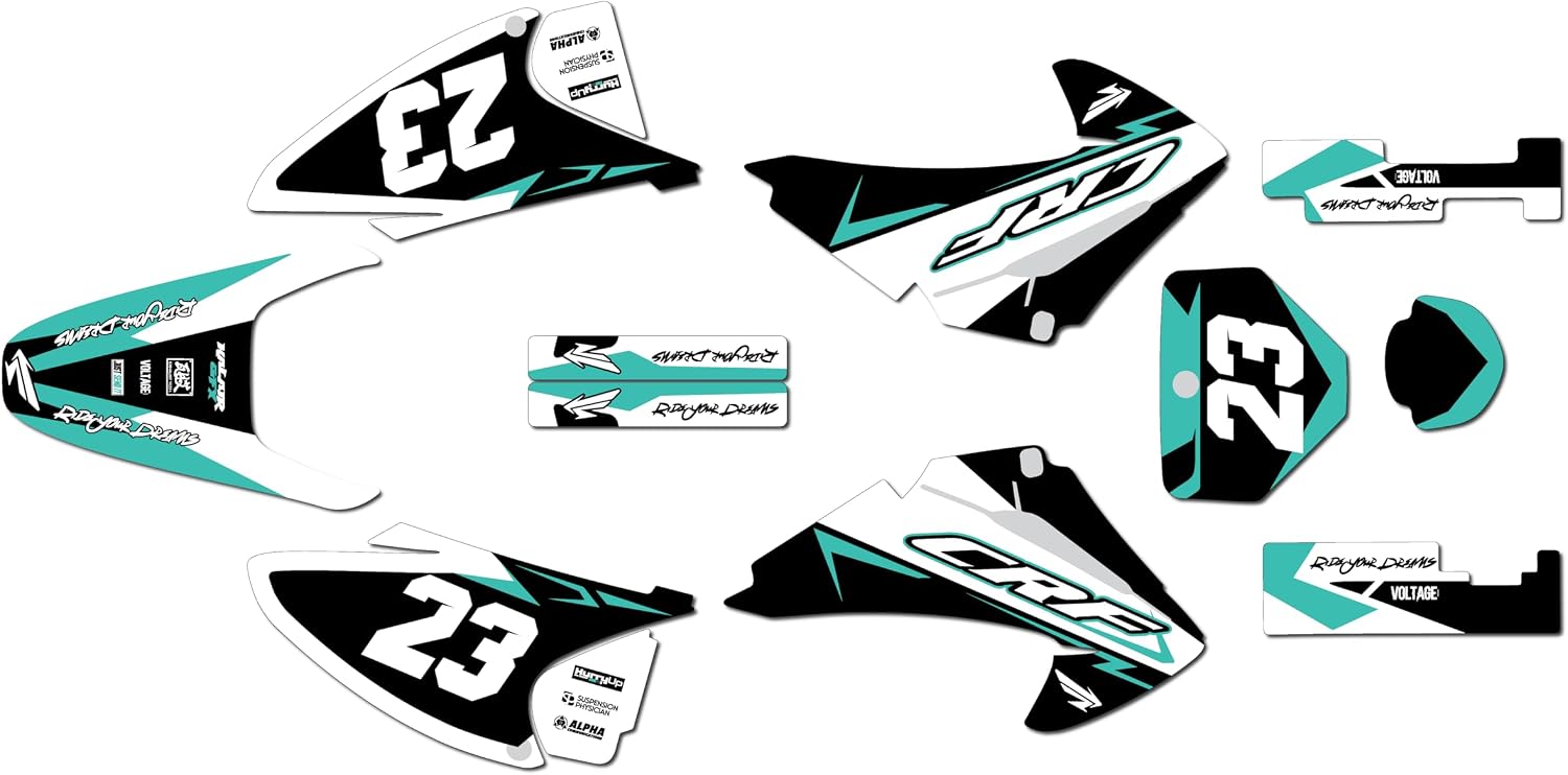 Graphics Kit for Honda CRF150F / CRF230F (2003-2007) Evader Series Red-Black 9 Mil - Easy Go - Dirt Pit Bike Motorcycle Sticker, Dirtbike Racing Decal Motocross Accessories no-Plastics