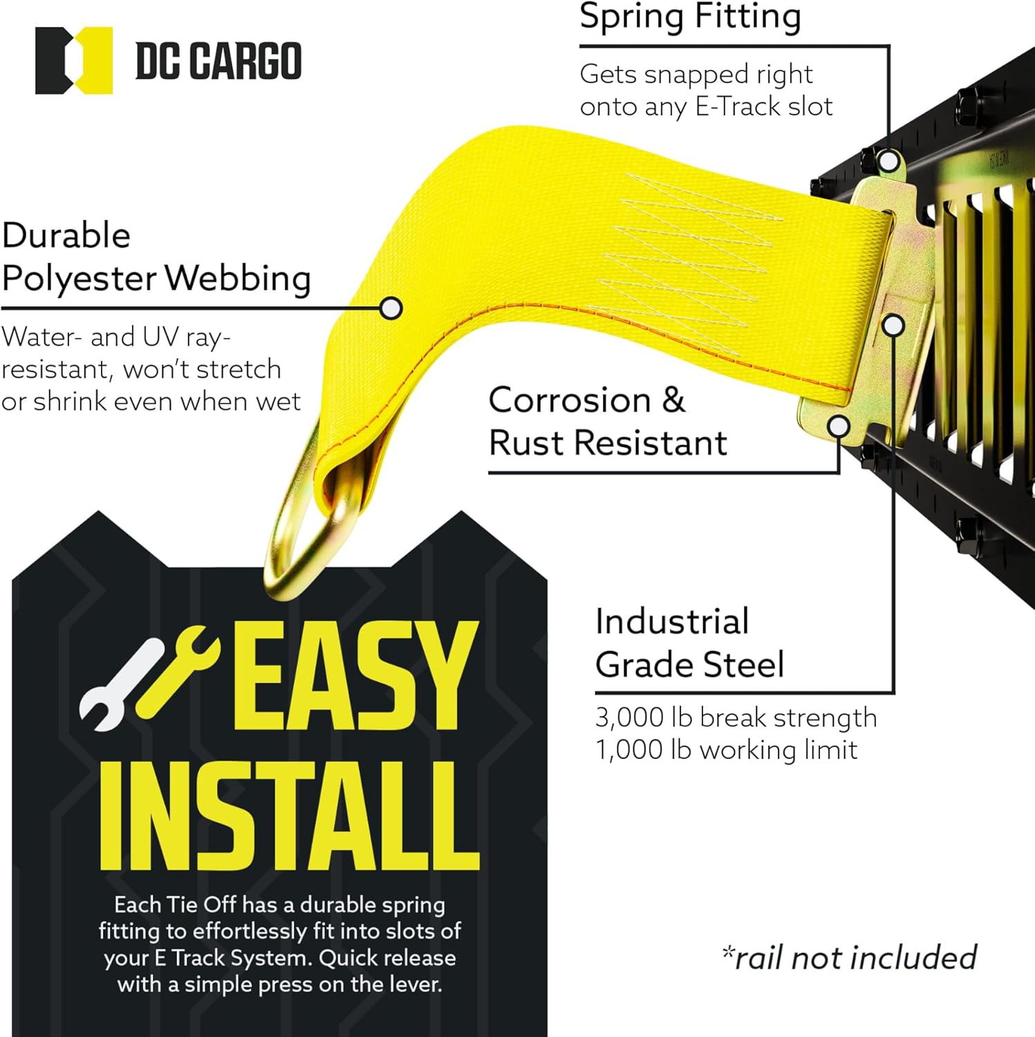 E-Track Rope Tie-Offs 10-Pack with D-Ring – 3000 Lbs view 3