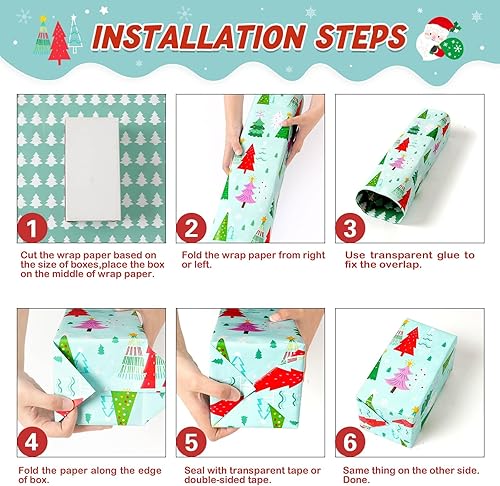 Vista 195 de WERNNSAI Rollos de papel de regalo de Navidad para perros – 3 rollos de 17 x 120 pulgadas de papel de regalo de Navidad para cachorros y niños
