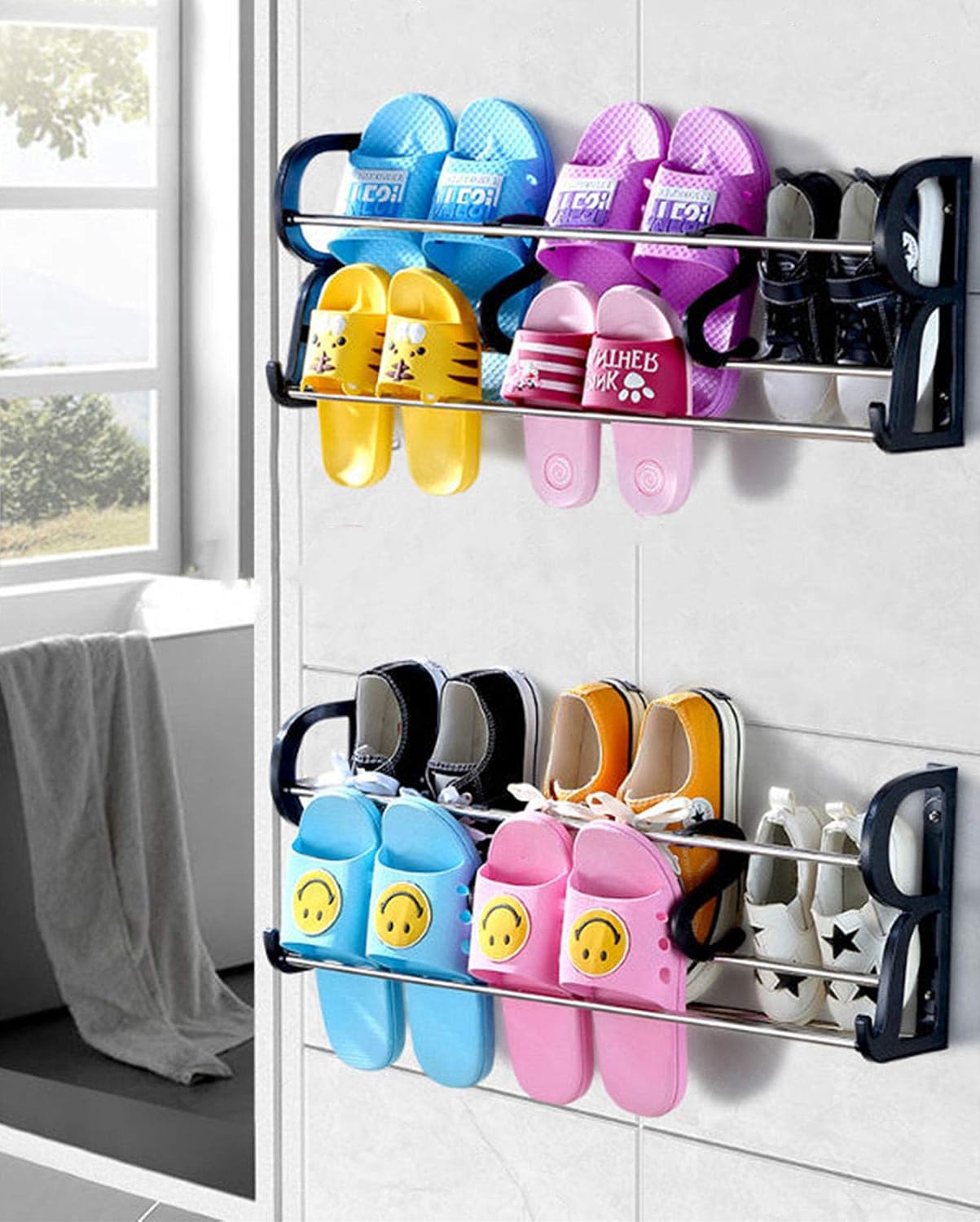 ROMIOR Hanging Shoe Organizer, 3 Pack Shoe Rack Organizer Over The Door or On The Wall Hanging Shoe Rack with Hooks for Closet, Entryway,Kitchen (3 PACK LARGE)