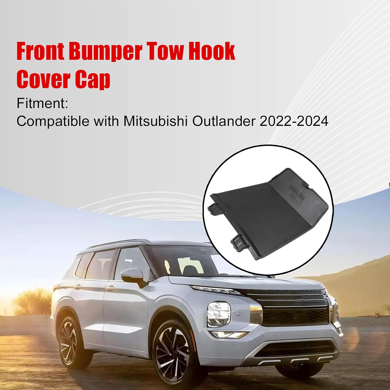 FZJDSD 1PC Front Bumper Tow Hook Eye Cover Cap Compatible with Mitsubishi outlander 2022 2023 2024 Replace 6400L364