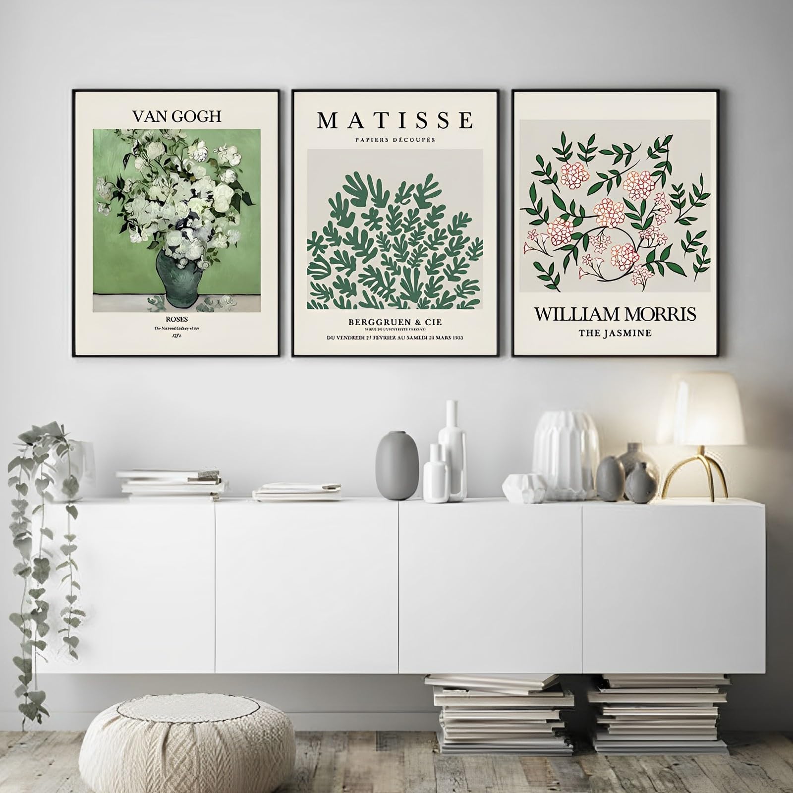 Aroutde Quadri Boho Set 3: Stampe Verdi Salvia Per Soggiorno E Camera Da Letto