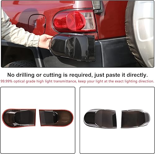 Miniatura 4 de Cubierta de lámpara trasera de automóvil compatible con Toyota FJ Cruiser 2007-2021, cubierta de luz trasera para lámpara trasera, pantalla ahumada,