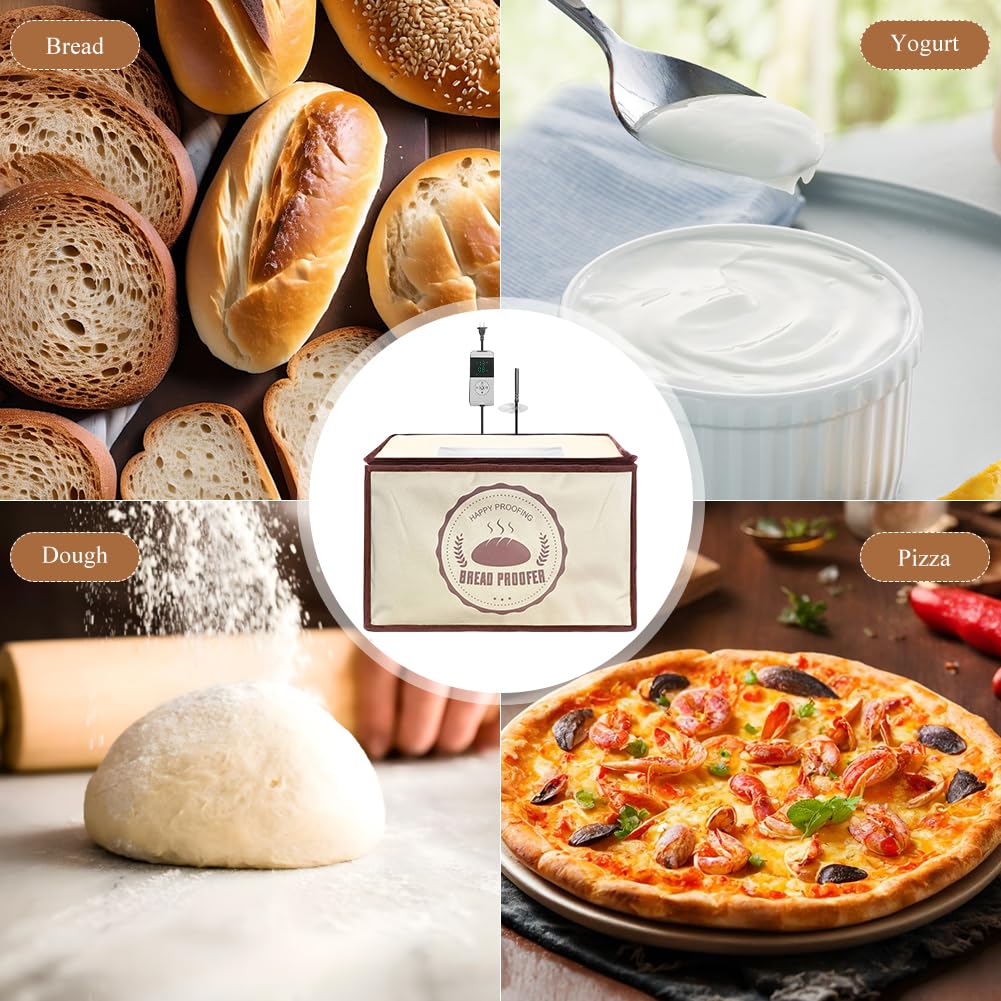 Pojemnik fermentacyjny do chleba na zakwasie, składany z ogrzewaniem i termostatem, regulowana temperatura i timer, szafka fermentacyjna z pokrywką na ciasto chlebowe, pudełko