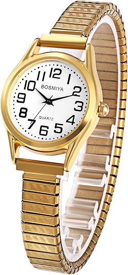 Udebohe Womens Mens Stretch Band Watches: Easy Reader Alloy Digital Wrist Watches - Analog Quartz Wa&hellip;