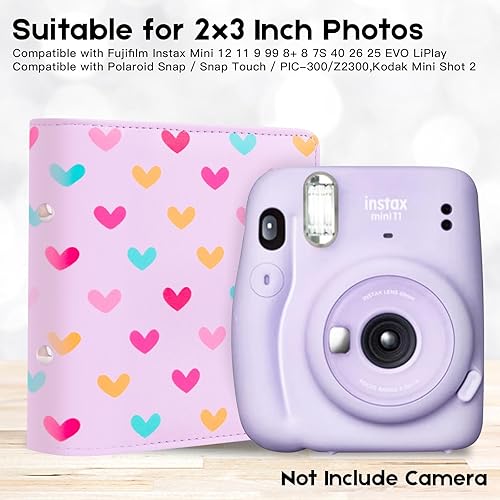 Miniatura 2 de Ruibytree Mini álbum de fotos para películas de 2 x 3 pulgadas, álbumes de fotos pequeños para cámaras instantáneas Fujifilm Instax Mini 12, 11, 9,