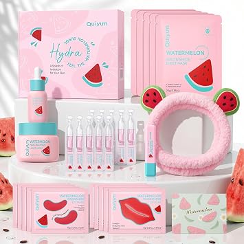 Quiyum Watermelon Skincare Set, 20Pcs Face Care Routine Kit for Glowing