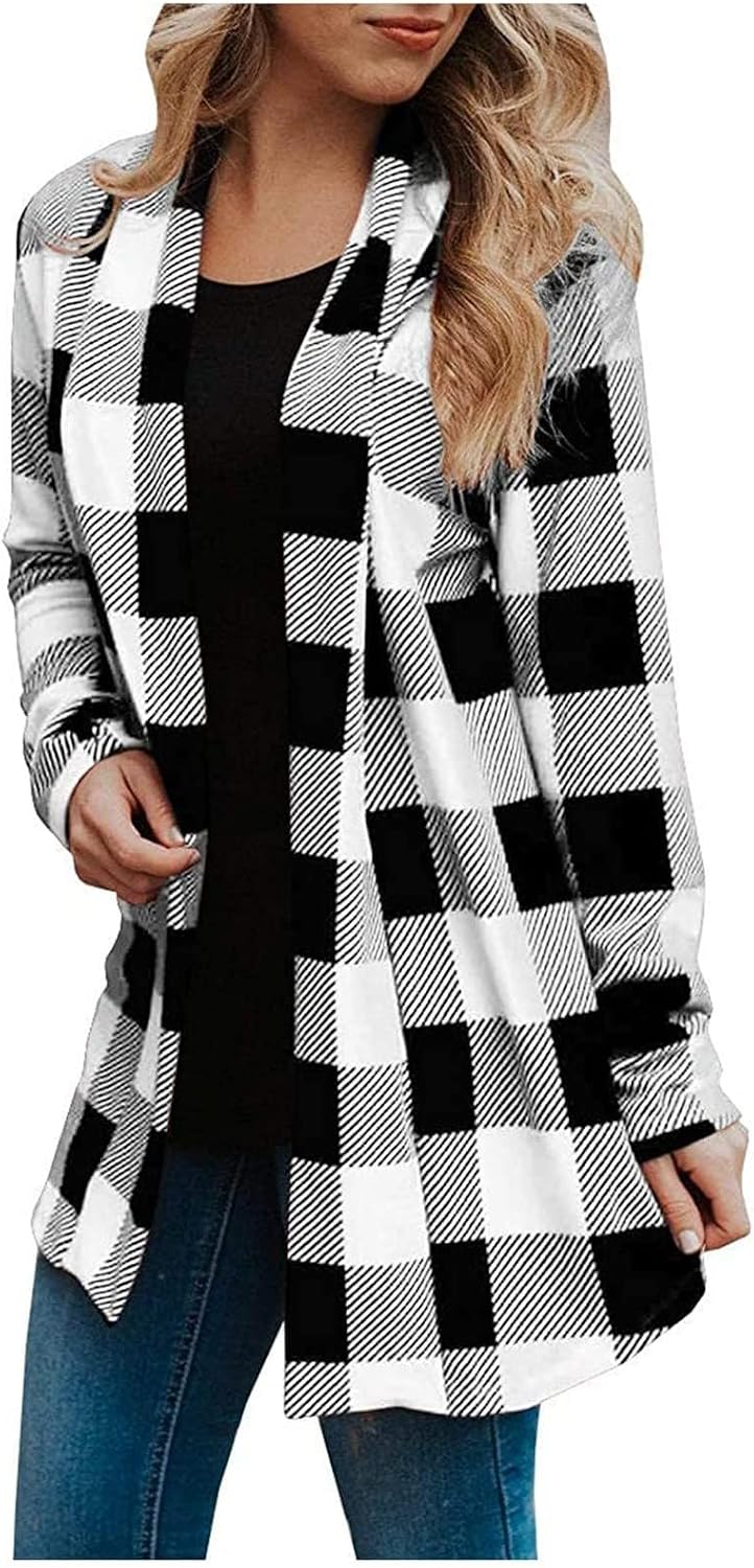 Women Shackets Long Sleeve Flannel Shirts Button Down Blouse Plaid Tops Fall Outfits Fashion Winter Jackets