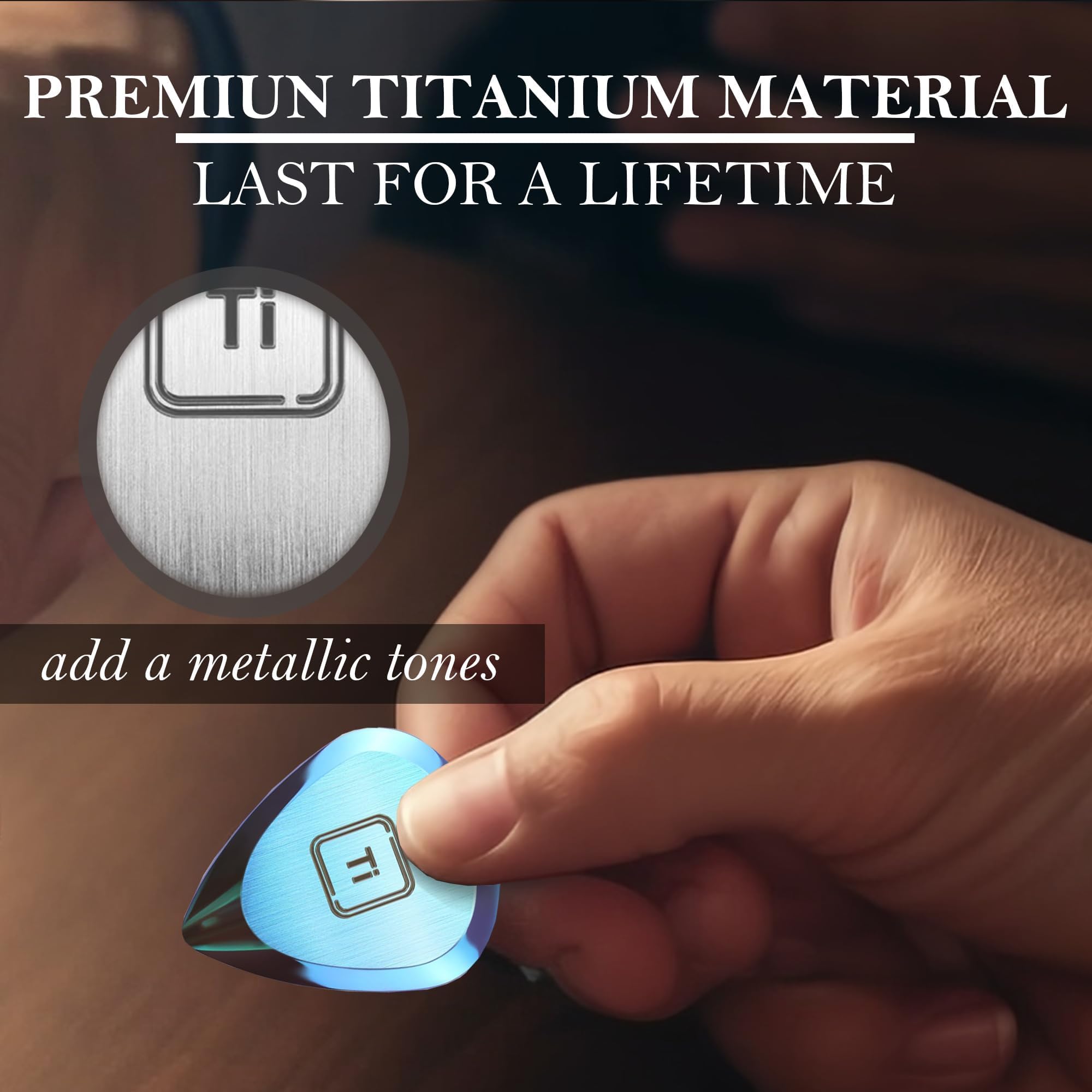 Ti-Geek - Púa de guitarra de titanio de alta calidad de 2,8 mm de grosor, plata metálica para Metallica, bajo, guitarra eléctrica, agarre antideslizante, muñequera, durabilidad de por vida, perfecta