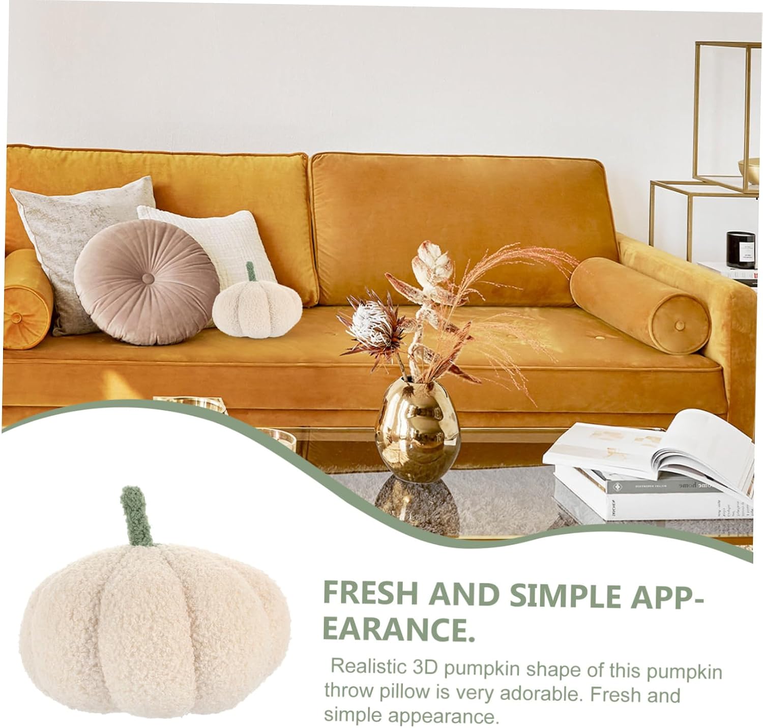 Pumpkin Shaped Throw Pillow Soft and Lightweight Decorative Cushion for Home Sofa Bedroom Car and Living Room Adorable Pumpkin Seasons