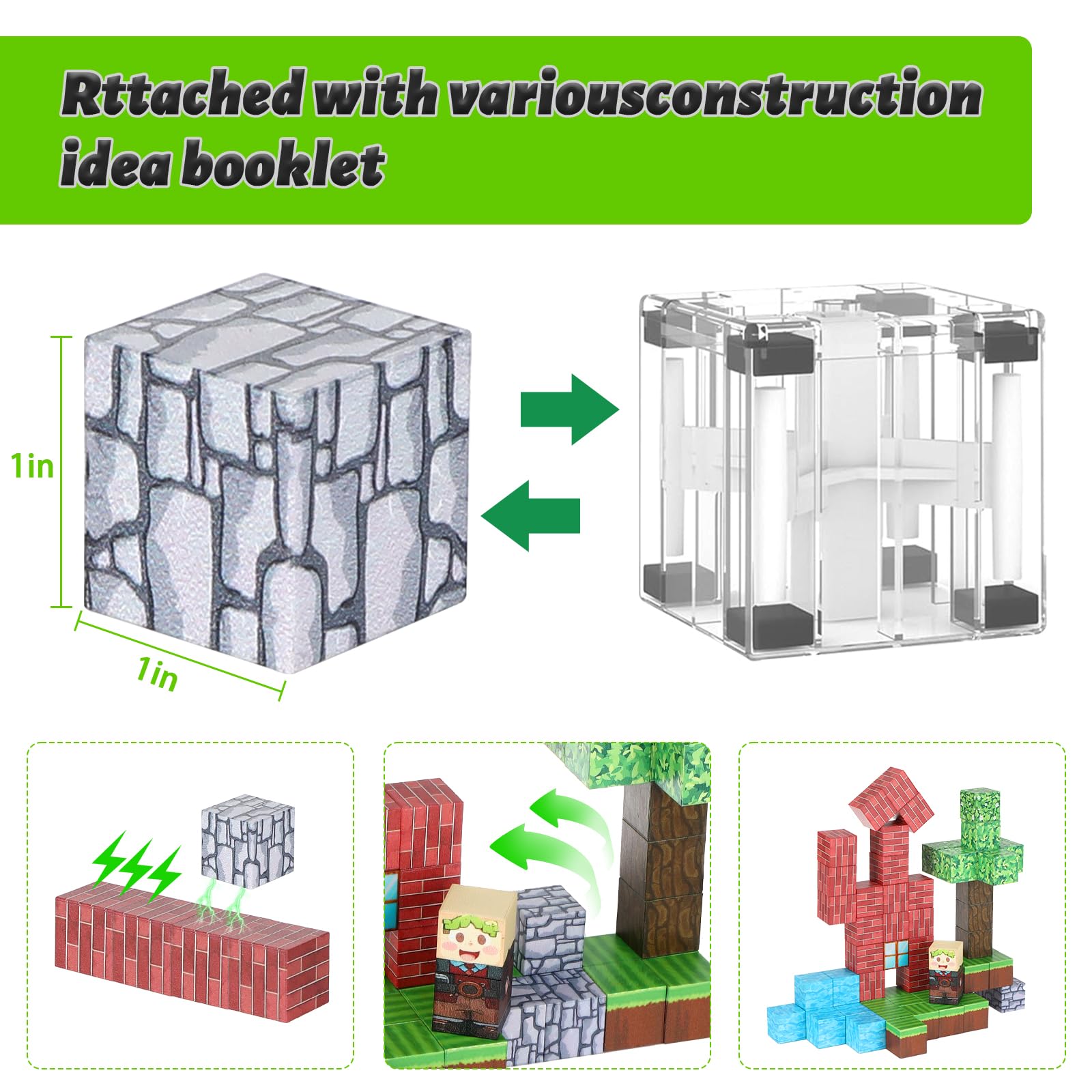 Pavlleen Set di 60 blocchi magnetici da costruzione, blocchi da costruire i miei magneti, per boscaioli e ragazze, per ragazzi e ragazze a partire dai 3 anni, giochi creativi per bambini