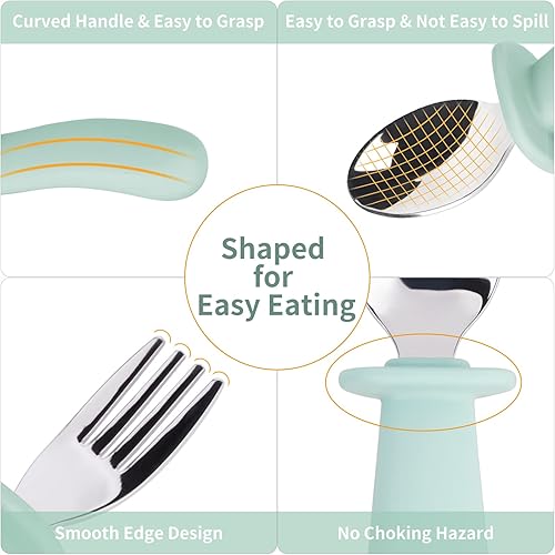 Miniatura 5 de Suministros de destete LED para bebés, juego de alimentación de silicona para bebés, platos para tazón de bebé con ventosa, cuchara, tenedor