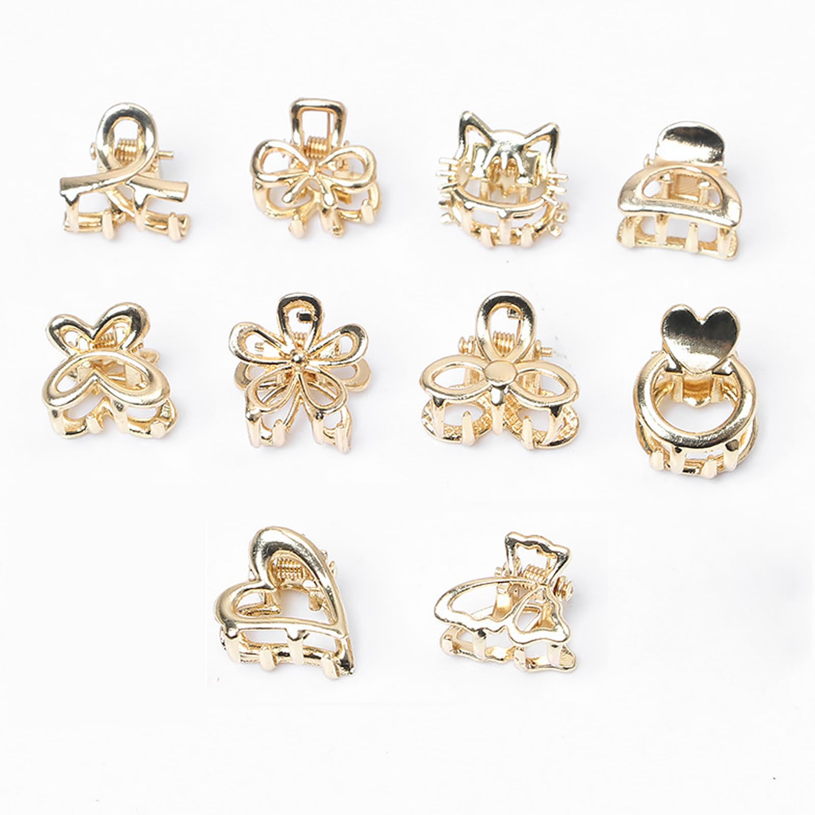 10 mini metal hair clips, honeysuckle geometric clip, shark clip, Korean girl female hair accessory, cute mini hair clip, anti slip Liu tongue hair
