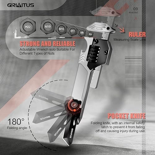 Miniatura 4 de EDC Gear Multitool 7 en 1 multiherramienta con llave, abrebotellas, rompevalunas de coche, barra de palanca, destornillador plano Phillips,