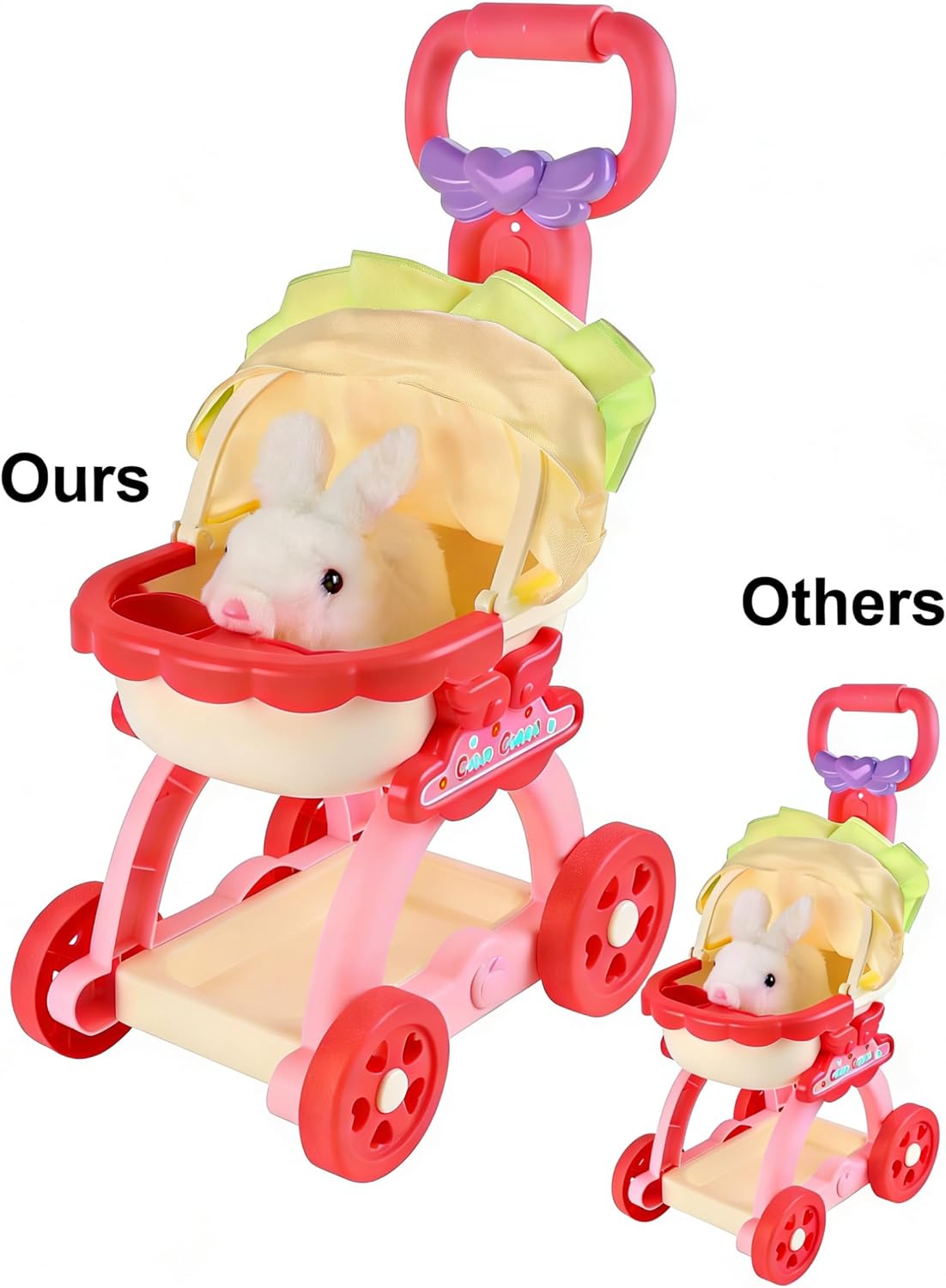Bunny Toys for Kids Girls, Lager Size Interactive Plush Rabbit Pet Stroller Toy, Electronic Bunny Can Walk Bark, Pretend Play Baby Doll Stroller, Pet Toy Stroller（7.67 * 11.11 * 20.07inch）