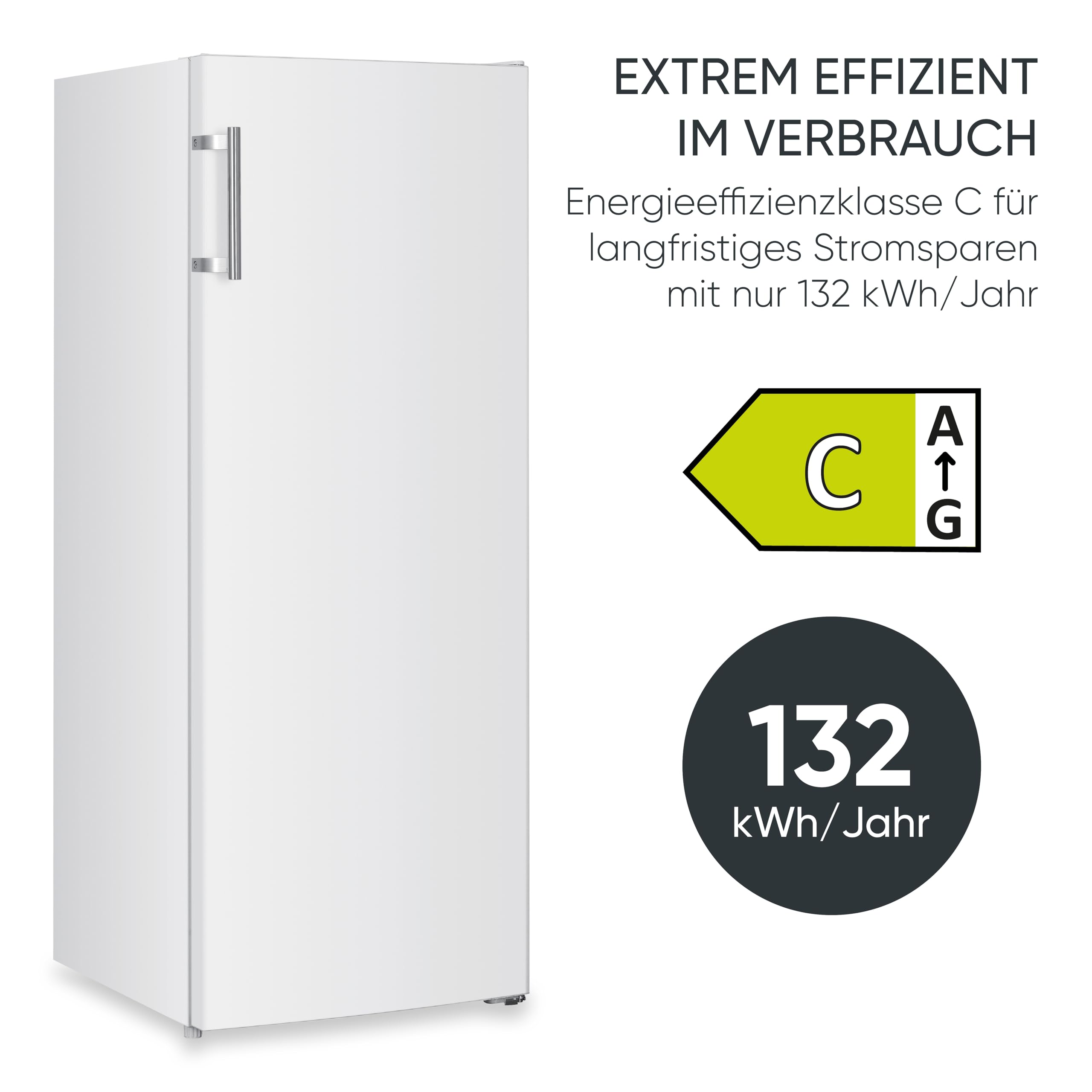 Severin Gefrierschrank mit 4 Sterne Gefrierfach, Tiefkühlschrank mit No-Frost-Technologie, Schnellgefrierfunktion, Türöffnungsalarm, 161 L Nutzinhalt, nur 39 dB, weiß, GS 8868 (EEK C)