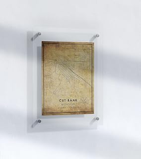 Rustic Poster of Cut Bank Montana | 11x17 12x18 16x24 24x36 Unframed Print Wall Art | Antique Artwork | Hometown City Traveler Gift | Vintage Home Office Decor