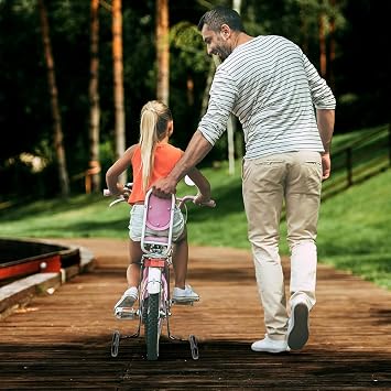 WUBAYI Adjustable Bike Stabilisers for Childs Bike 12 14 16 18 20 Inch Bicycle Training Wheels with Silent Flash & Stabiliser Mounted Kit Kids Cycling Support Wheels for Safe Learning