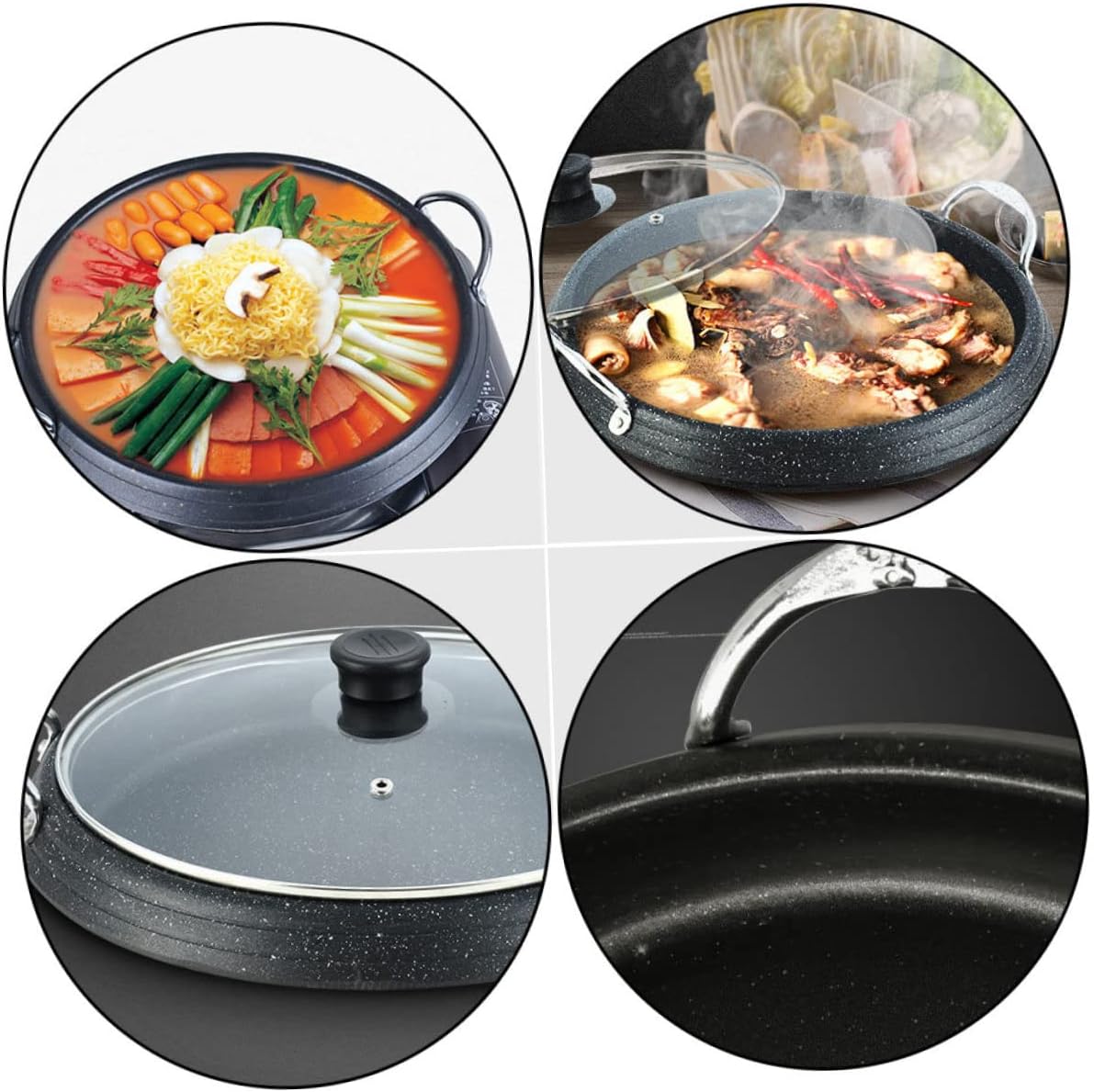 Sosoport Korean Hot Pot Bbq Tray Non Stick Smokeless Grill Pan for Outdoor Camping and Home Use Resistant Roasting Plate with Even Heat Distribution Roast Meat Accessory