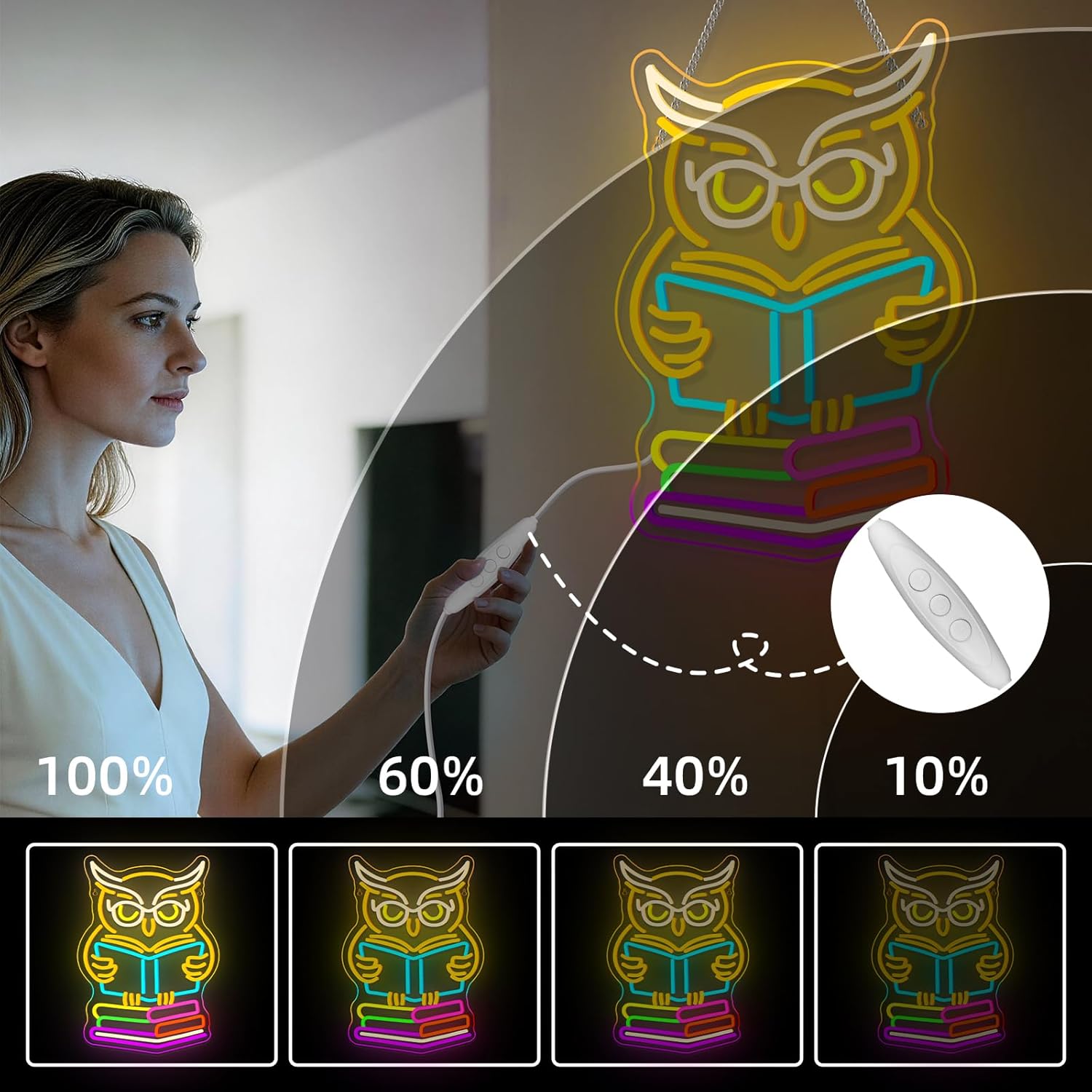 Owl Reading Neon Sign Book Neon Lights Cute Animal LED Sign Lights for Library Room Classroom Reading Corner Book Club Bookish Wall Art Decor Classroom Light Gifts for Teen Boys Girls