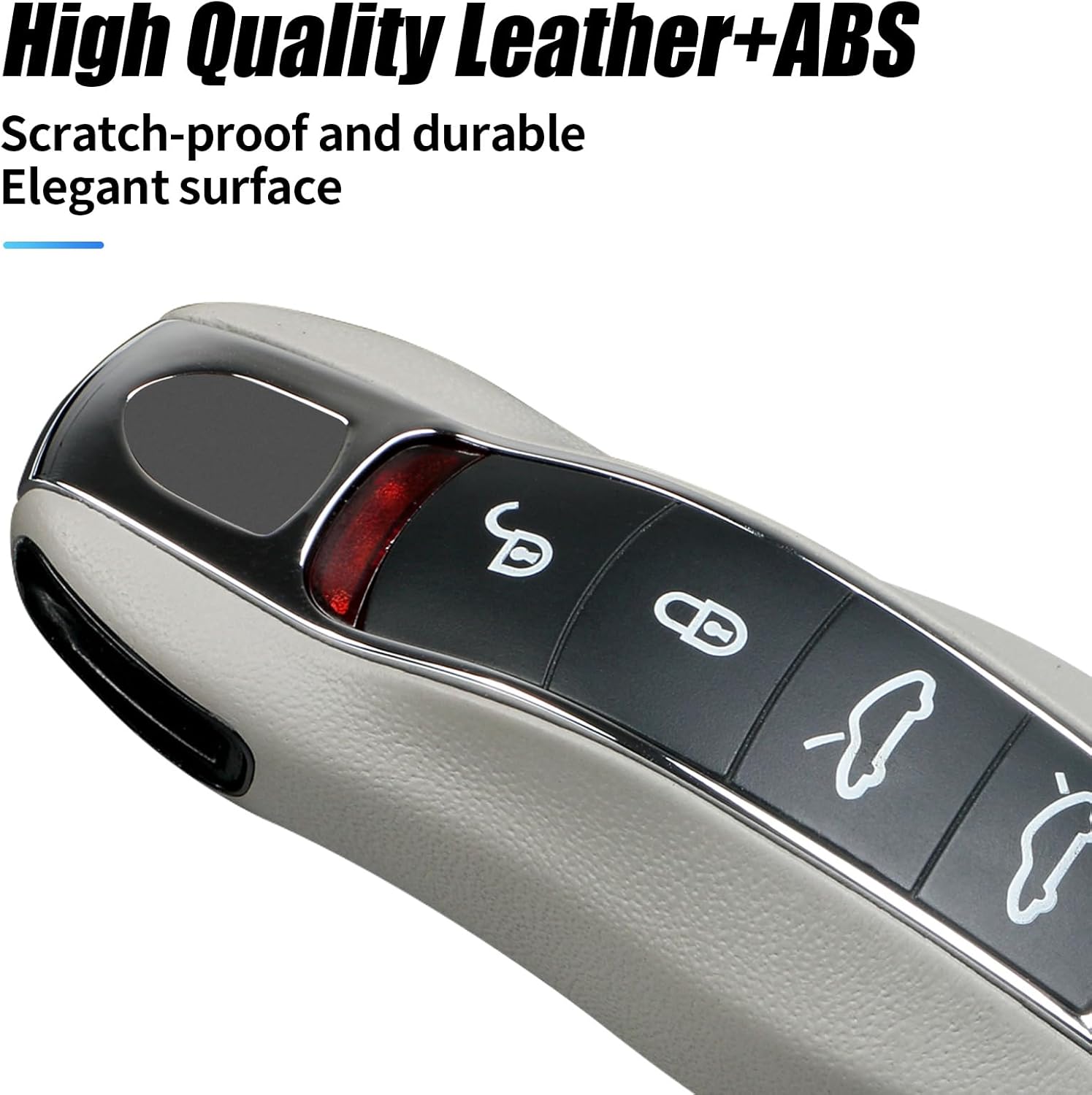 Gray Key Fob Cover Leather Compatible with Porsche Key Shell Key Fob Shell Replacement Compatible with Porsche Cayenne Panamera 911 718 Macan Boxster Cayman Accessories - Image 4